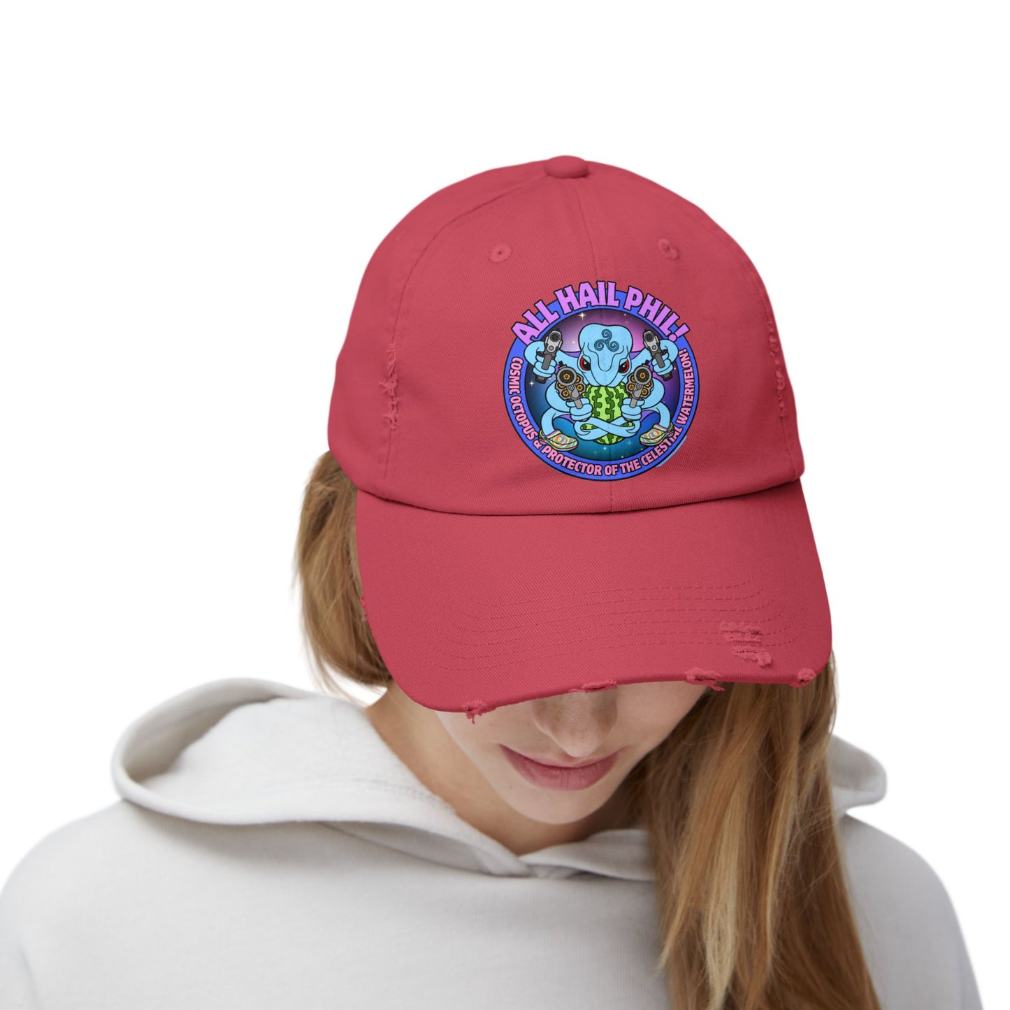 Cosmic Octopus! Unisex Distressed Cap