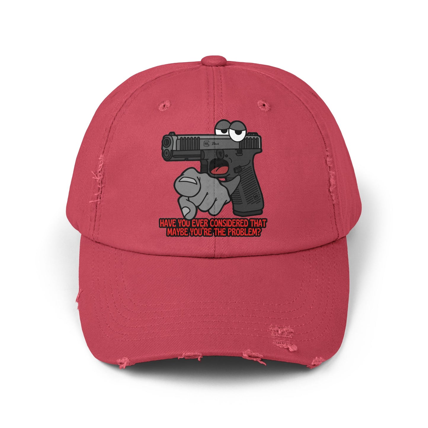 Glock "Maybe You're the Problem!" Unisex Distressed Cap - Fun Statement Hat with Gun Graphic - Perfect for Casual Outings and Gift Giving