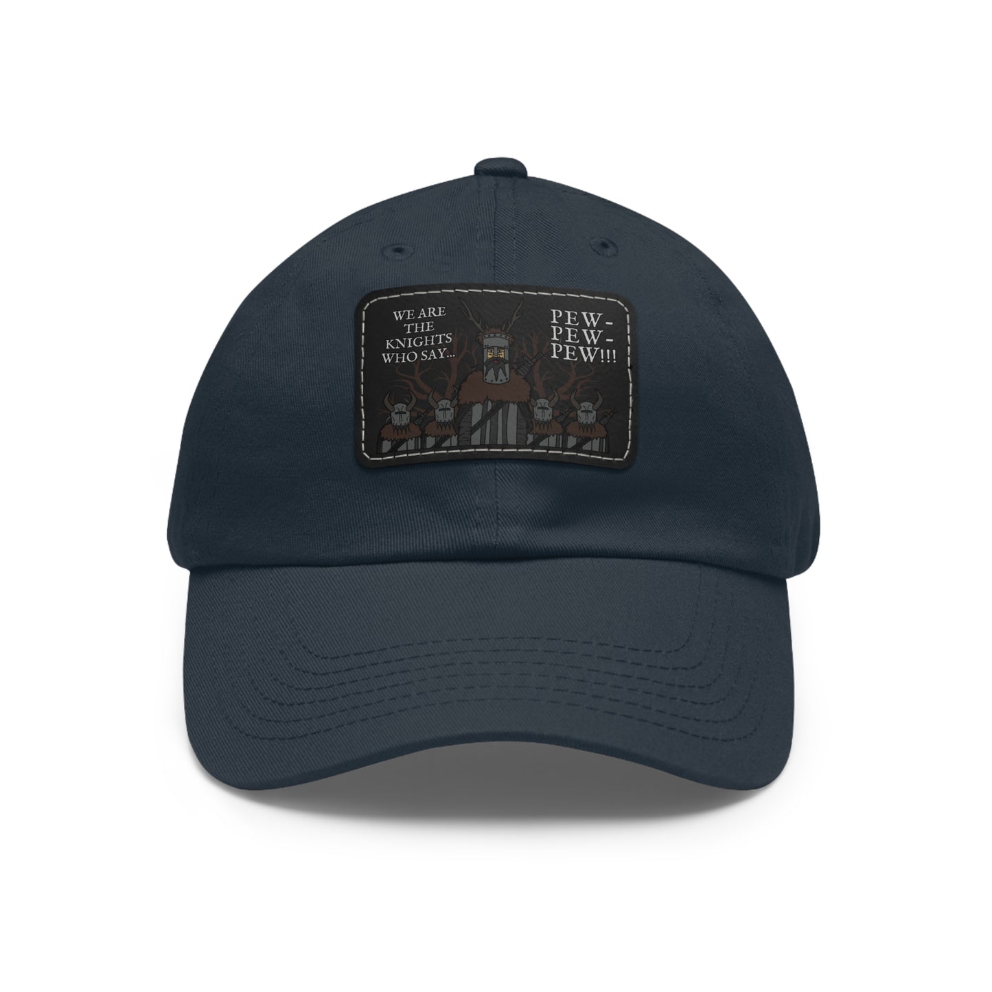 Knights of Pew! Dad Hat with Leather Patch (Rectangle)