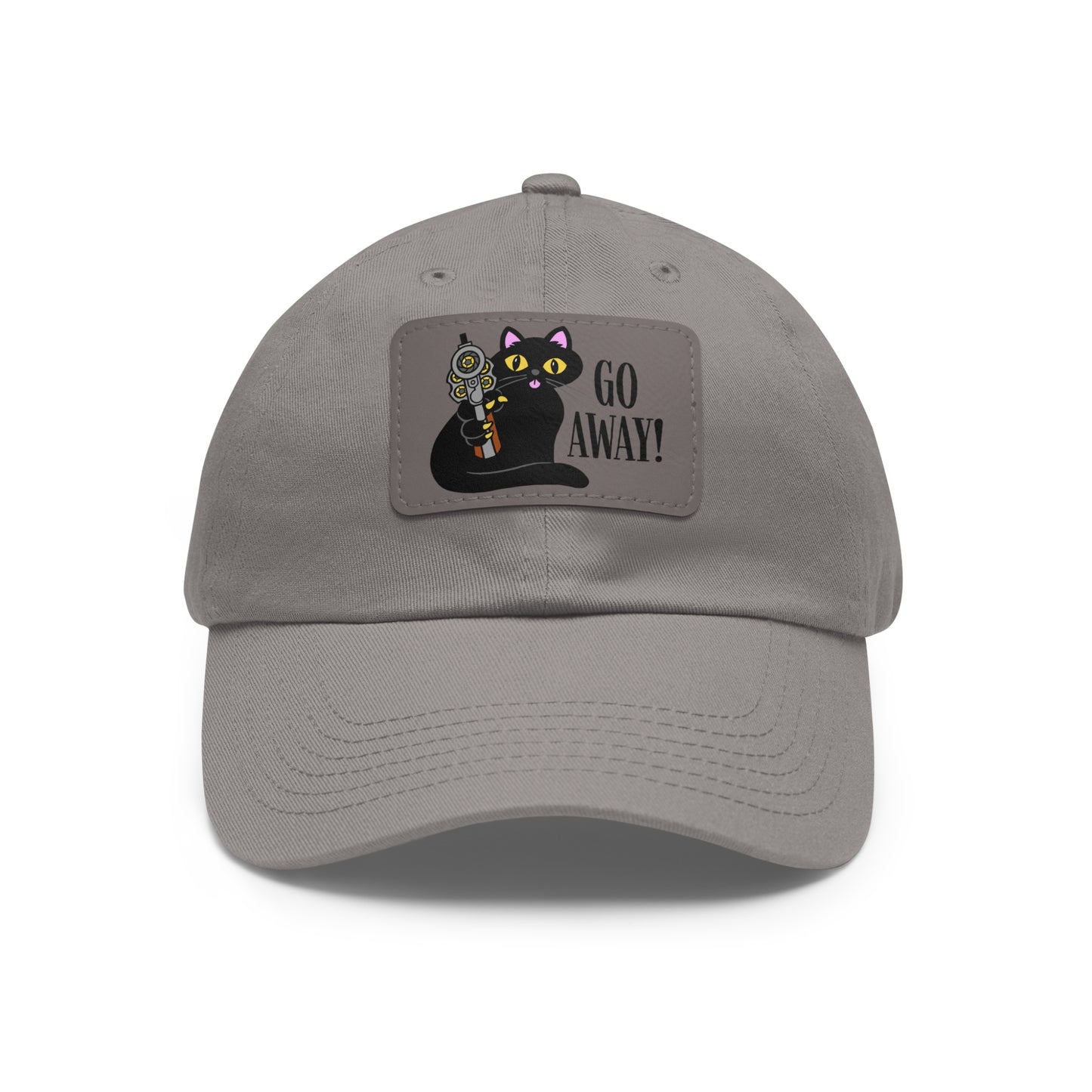 Go Away! Dad Hat with Leather Patch (Rectangle)