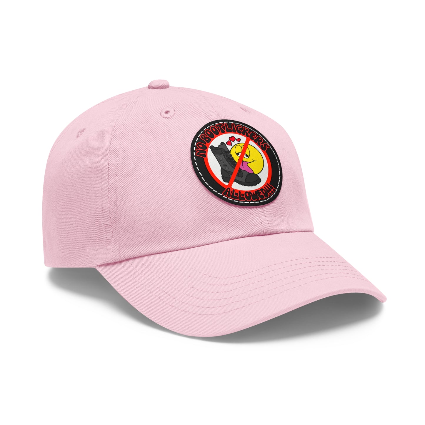 No Bootlickers Allowed! Dad Hat with Leather Patch (Round)