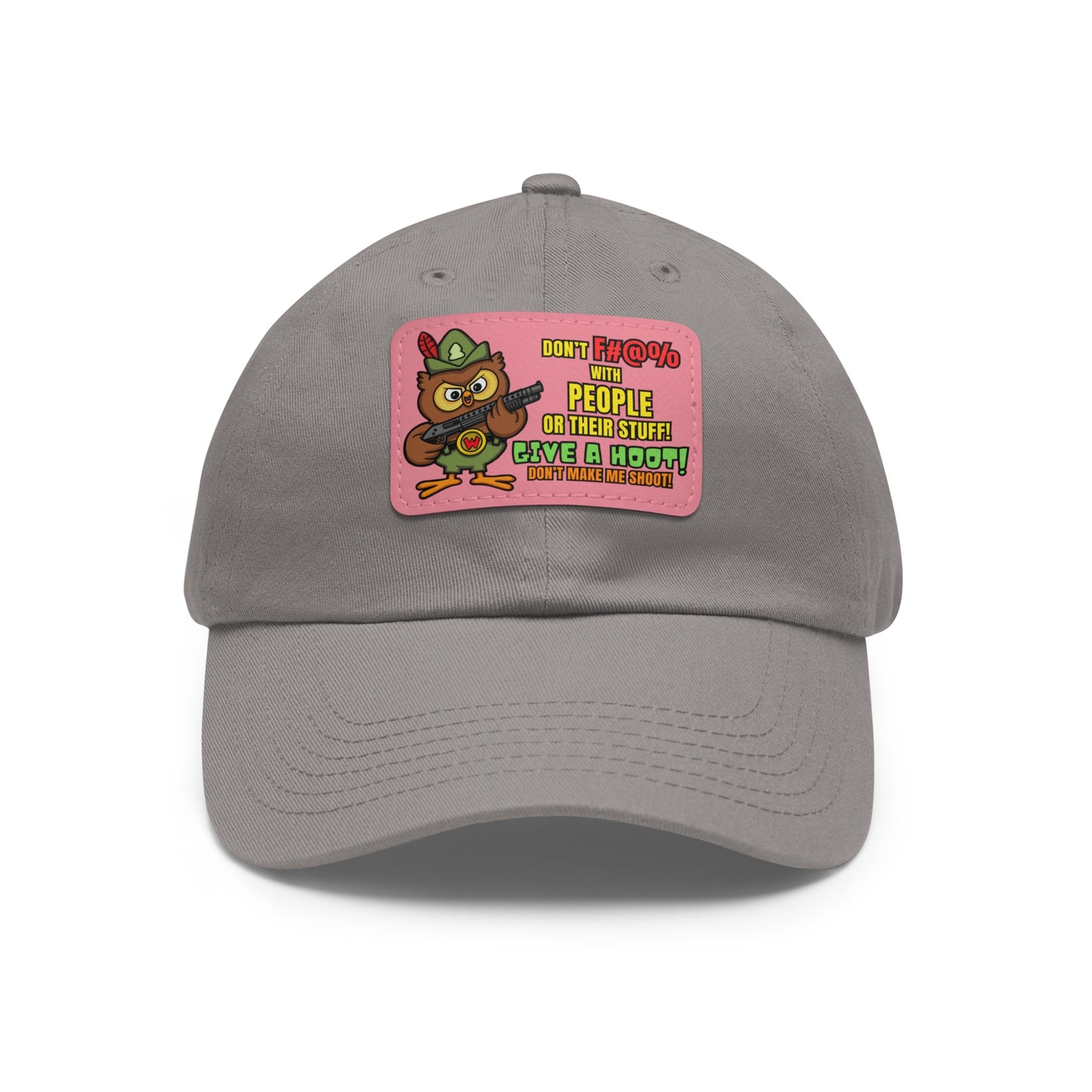 Give a Hoot! Dad Hat with Leather Patch (Rectangle)