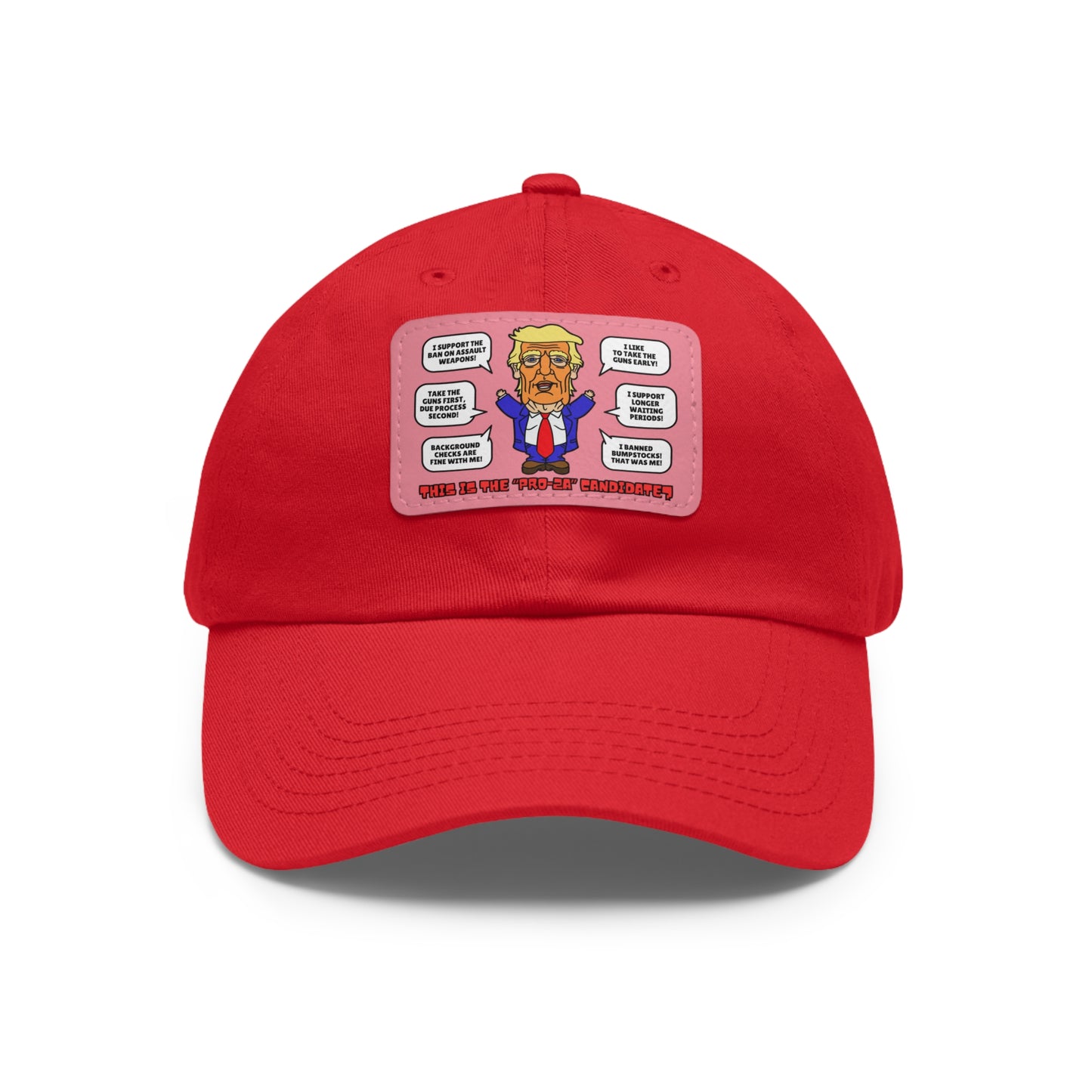 Trump on Guns! Dad Hat with Leather Patch (Rectangle)