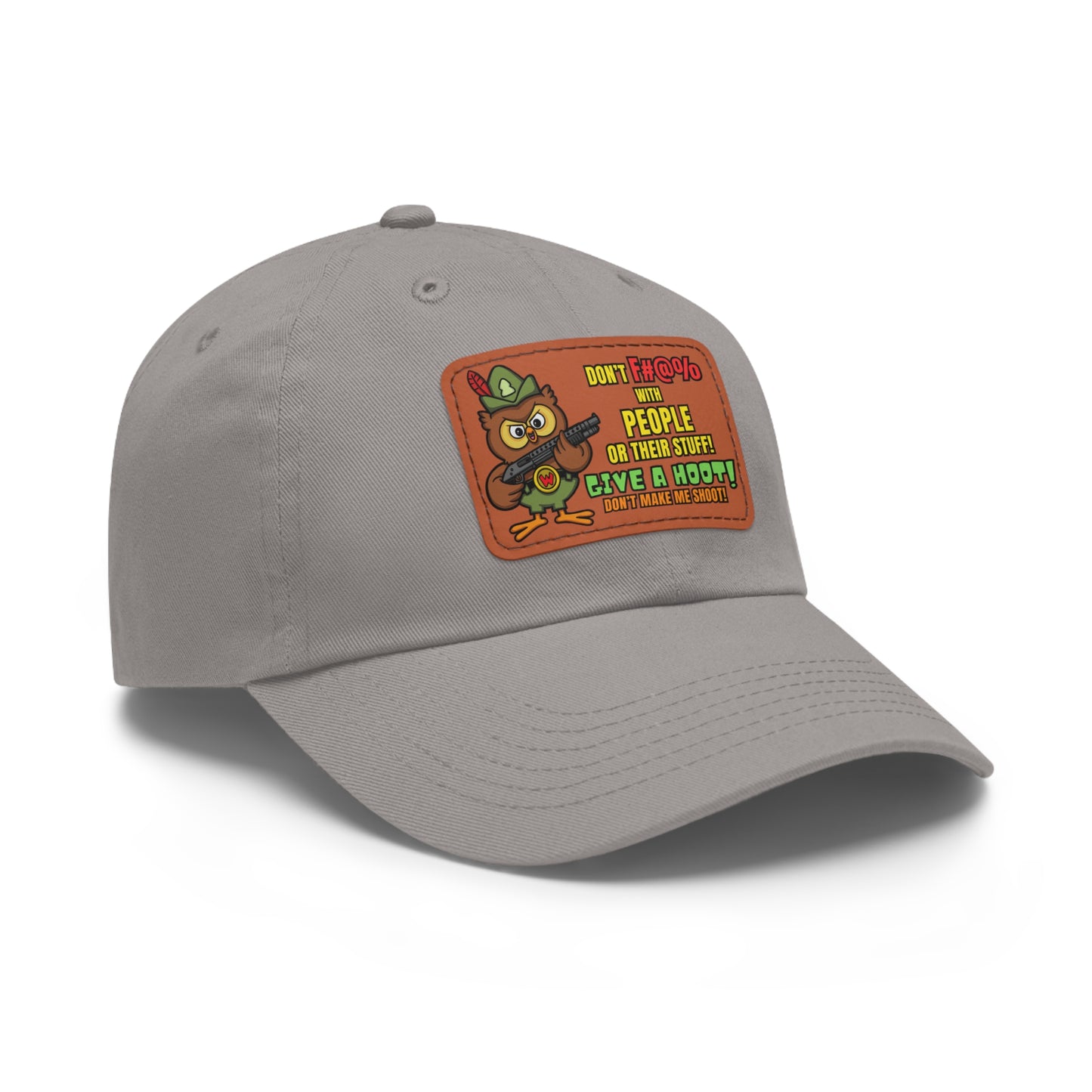 Give a Hoot! Dad Hat with Leather Patch (Rectangle)