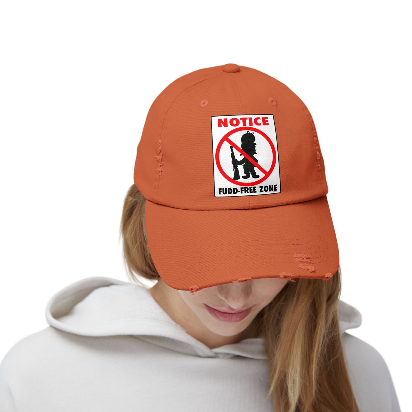 Fudd Free Zone! Unisex Distressed Cap