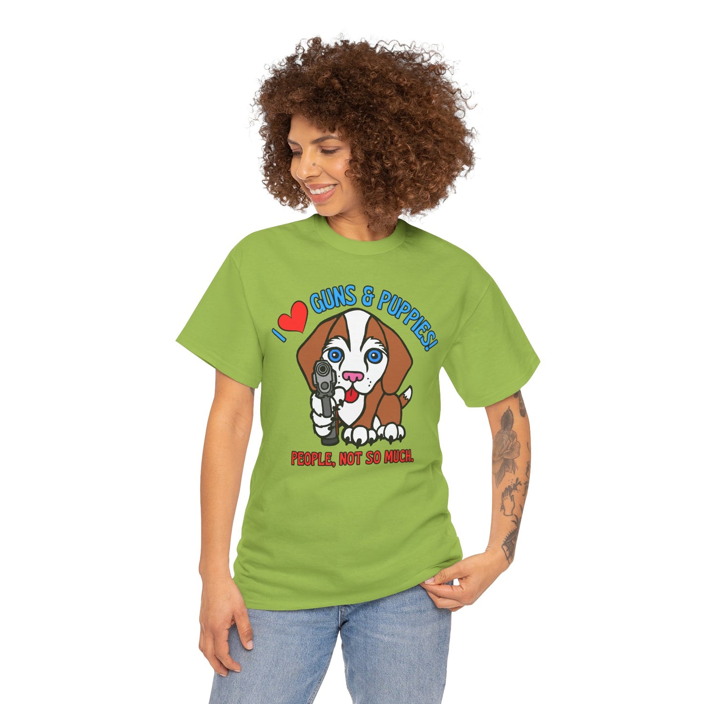 Guns & Puppies! Unisex Heavy Cotton Tee