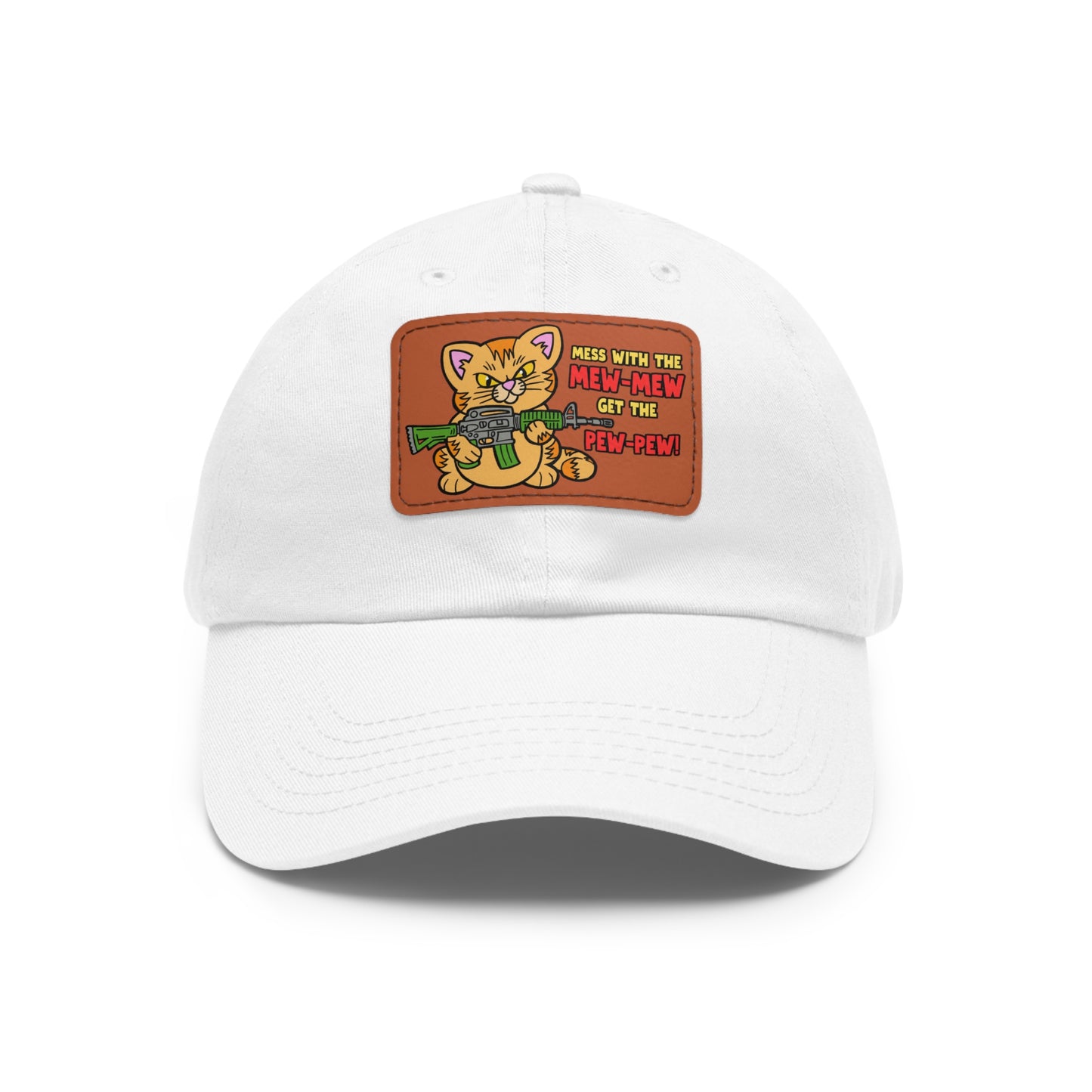Mew-Mew/Pew-Pew! Dad Hat with Leather Patch (Rectangle)
