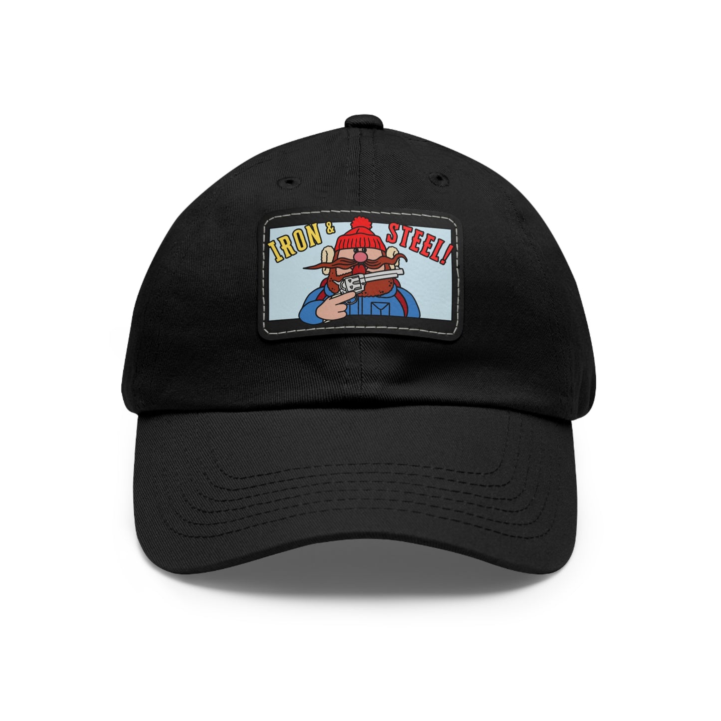 Iron & Steel! Dad Hat with Leather Patch (Rectangle)