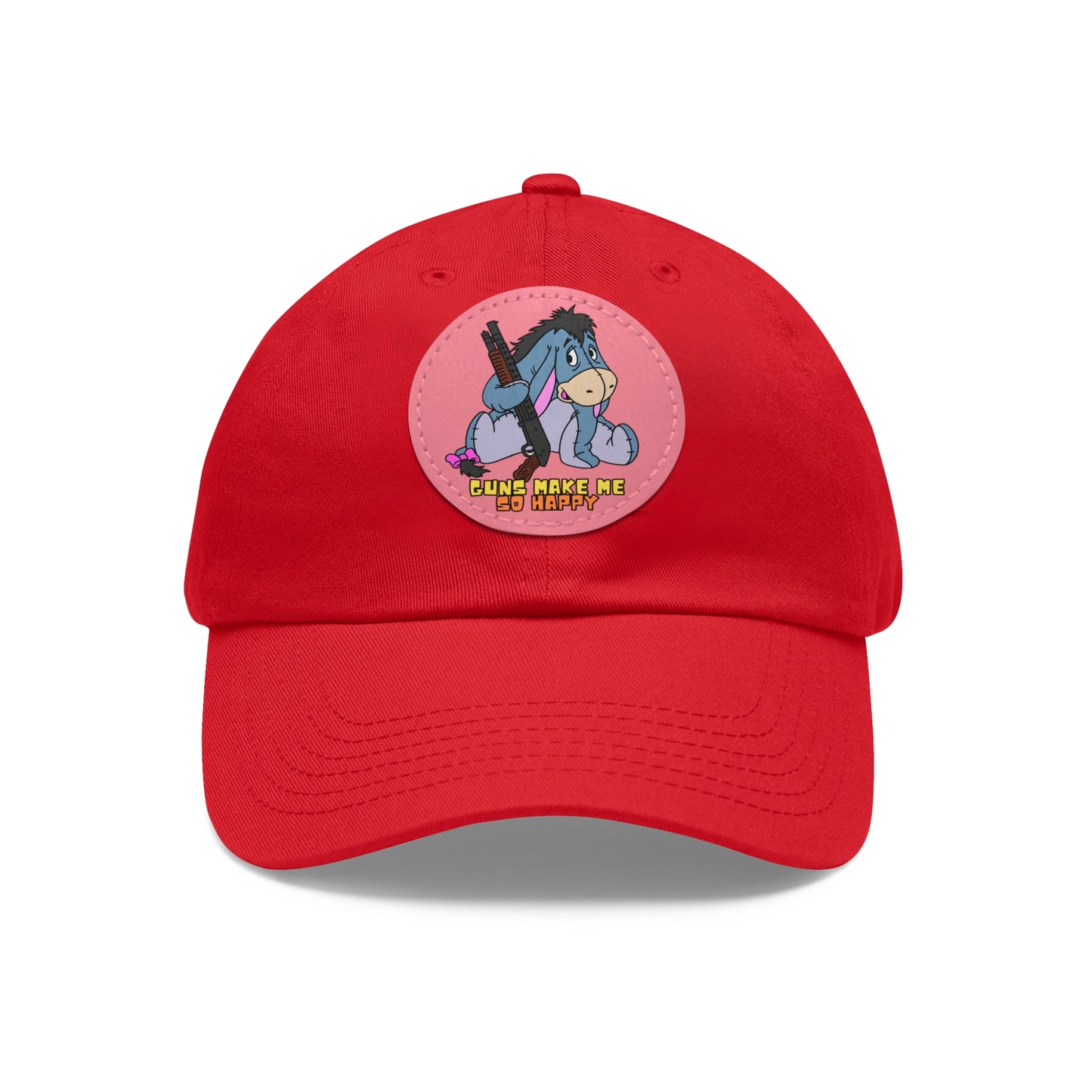 Happy Eeyore! Dad Hat with Leather Patch (Round)