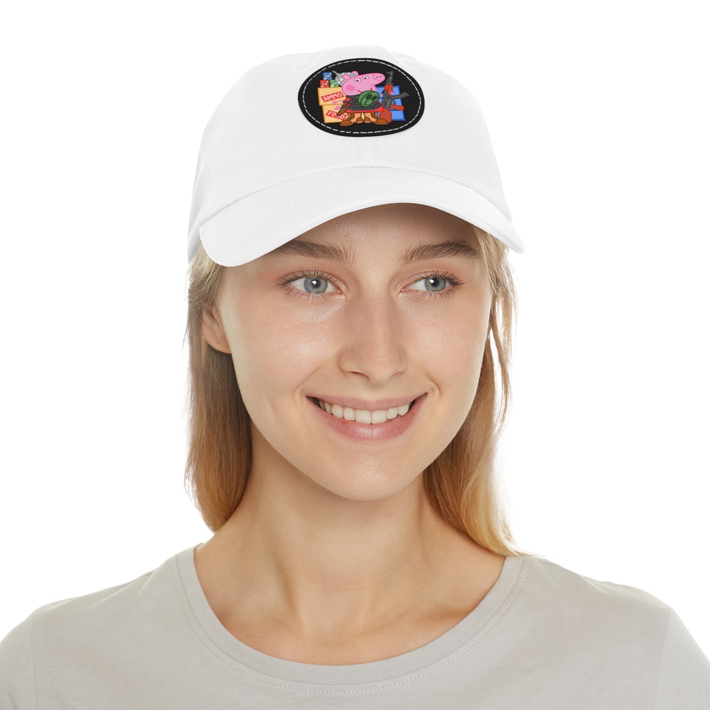 Preppa' Pig! Dad Hat with Leather Patch (Round)
