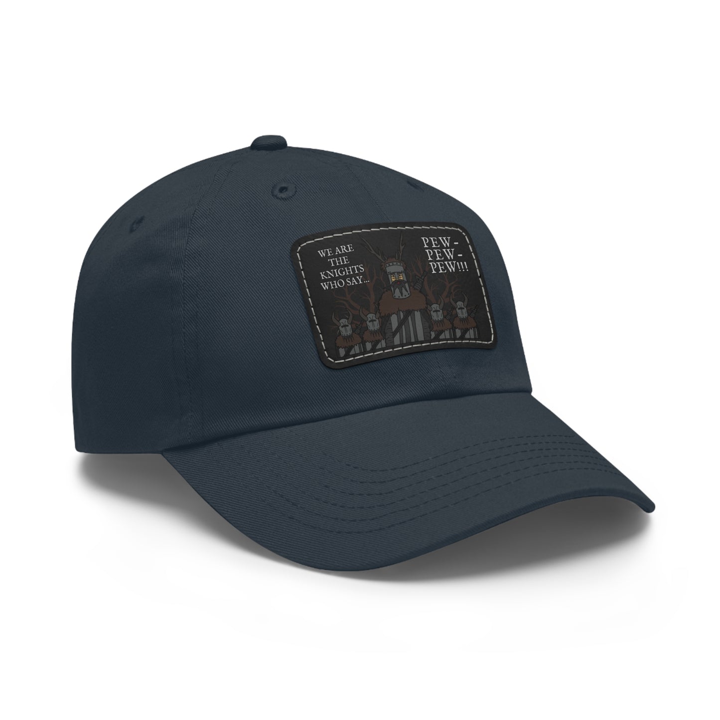 Knights of Pew! Dad Hat with Leather Patch (Rectangle)