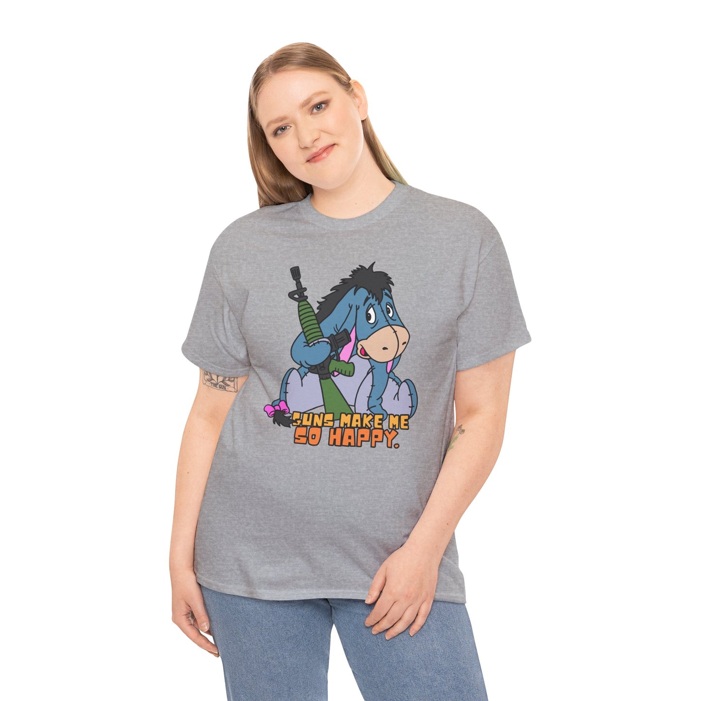 Eeyore Guns Make Me So Happy! Unisex Heavy Cotton Tee