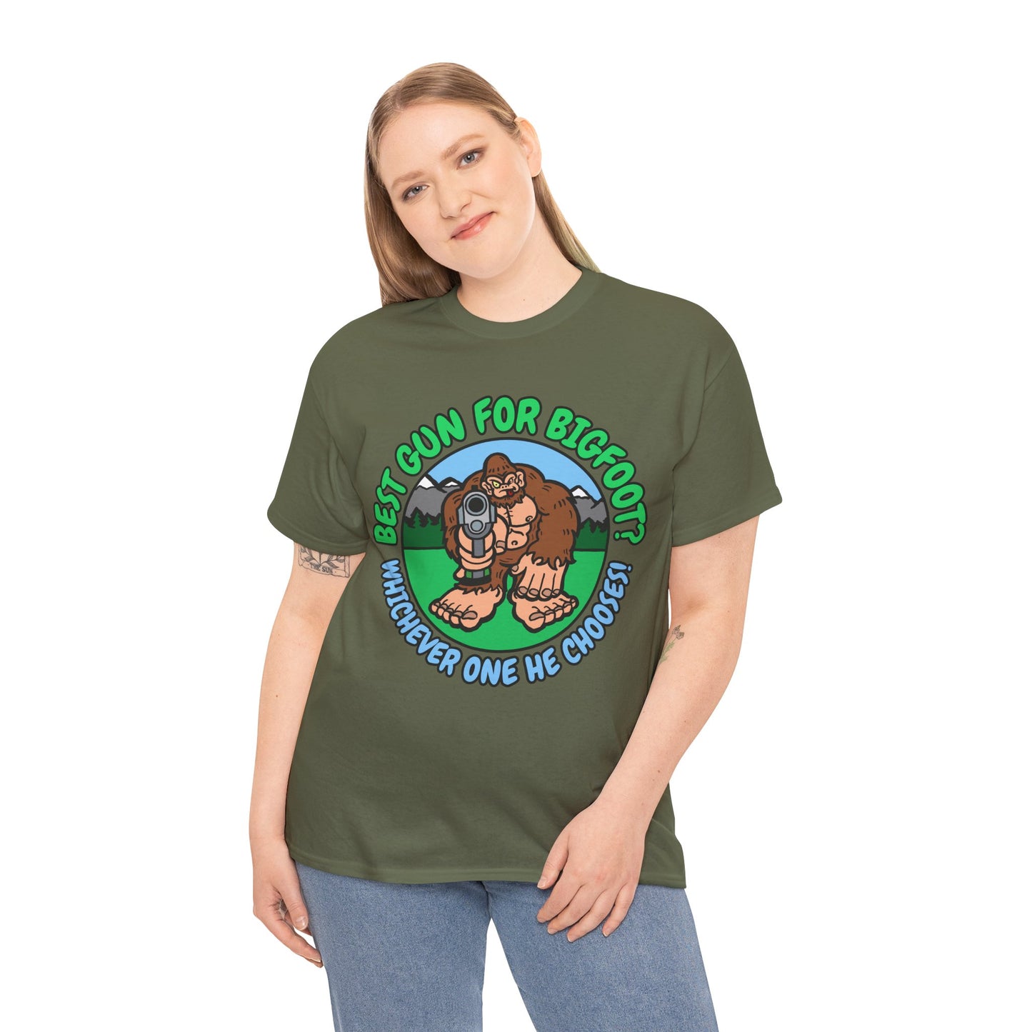 Best Gun for Bigfoot! Unisex Heavy Cotton Tee