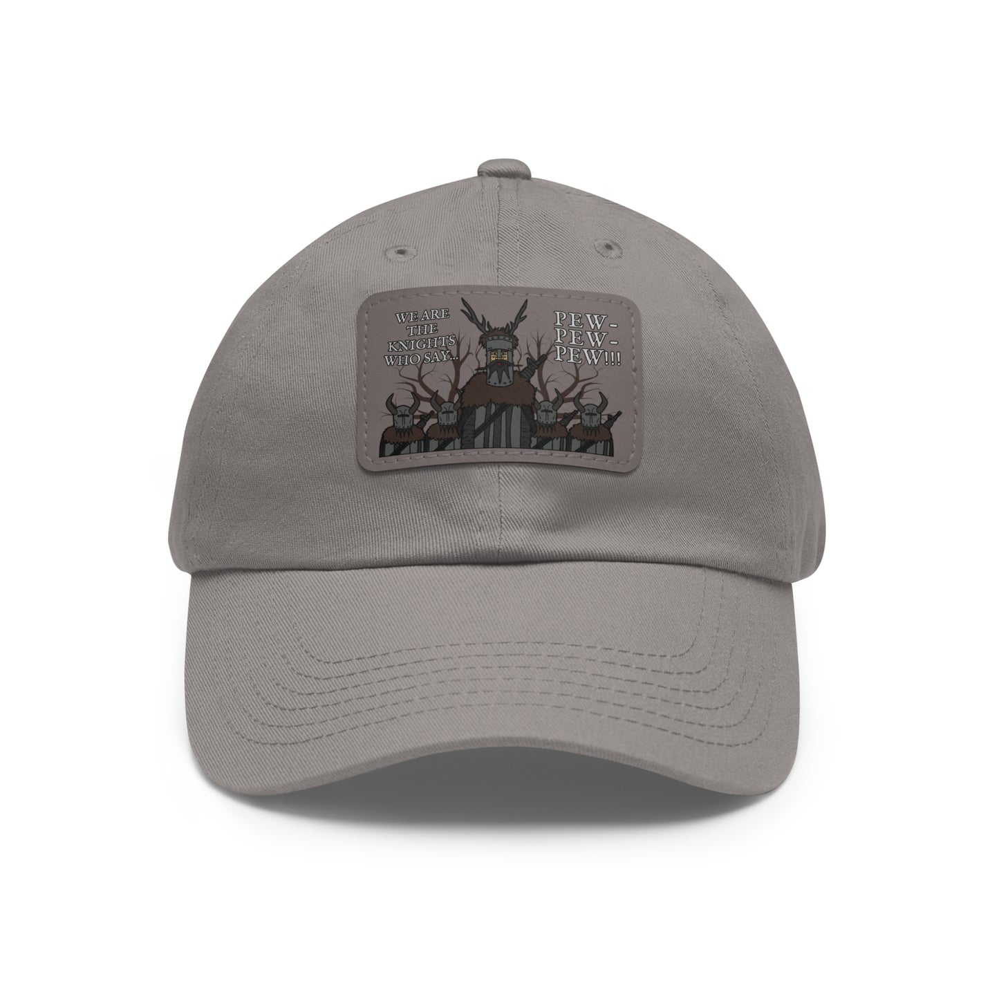 Knights of Pew! Dad Hat with Leather Patch (Rectangle)