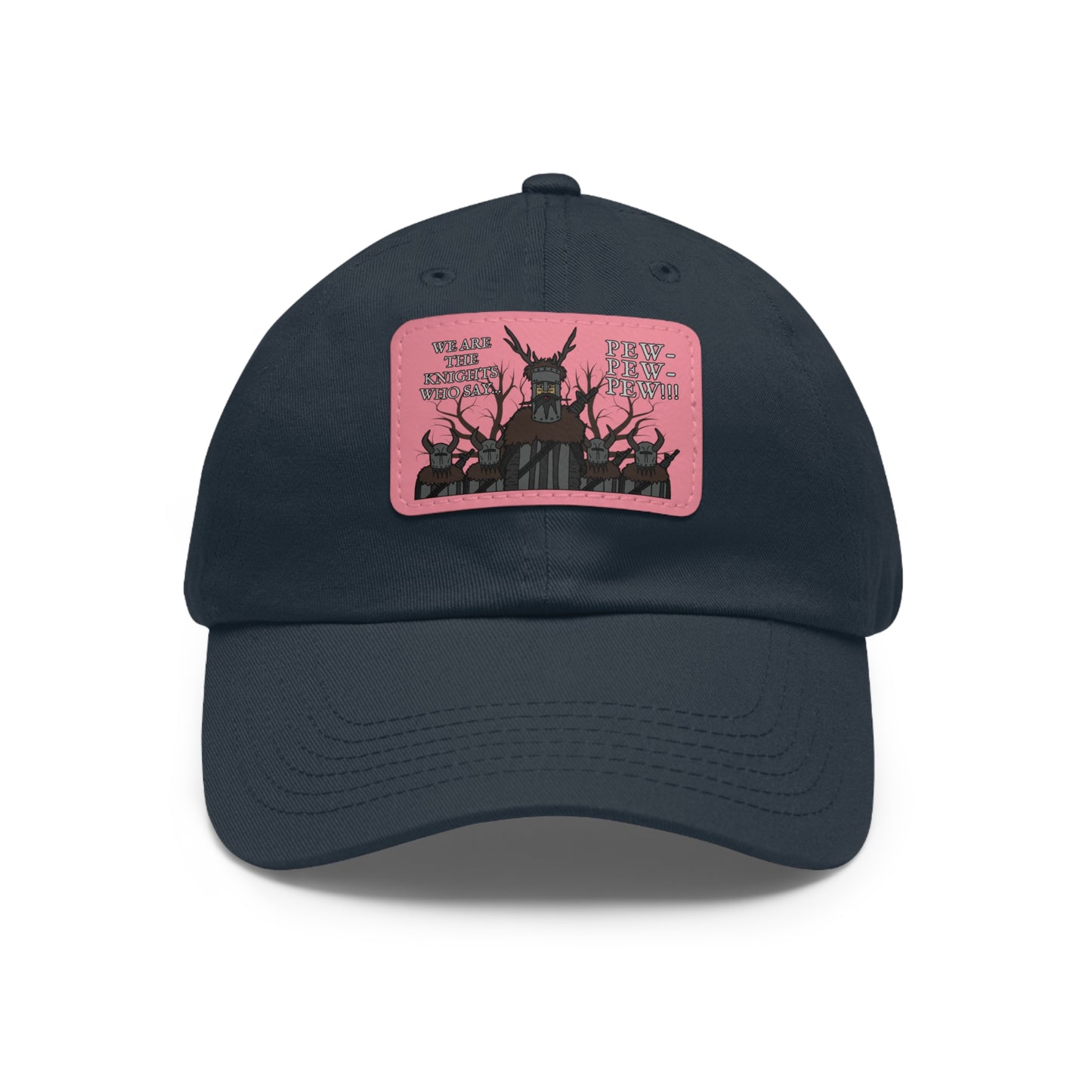 Knights of Pew! Dad Hat with Leather Patch (Rectangle)