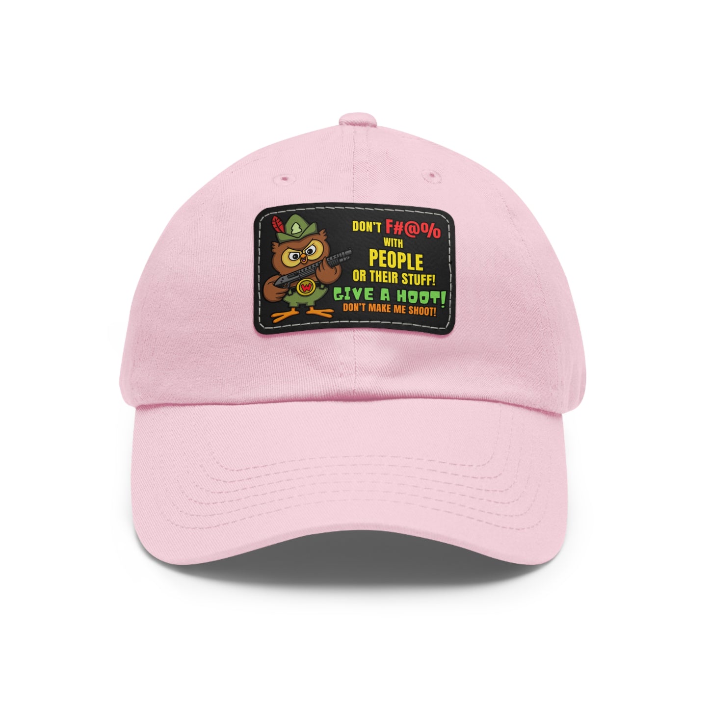 Give a Hoot! Dad Hat with Leather Patch (Rectangle)