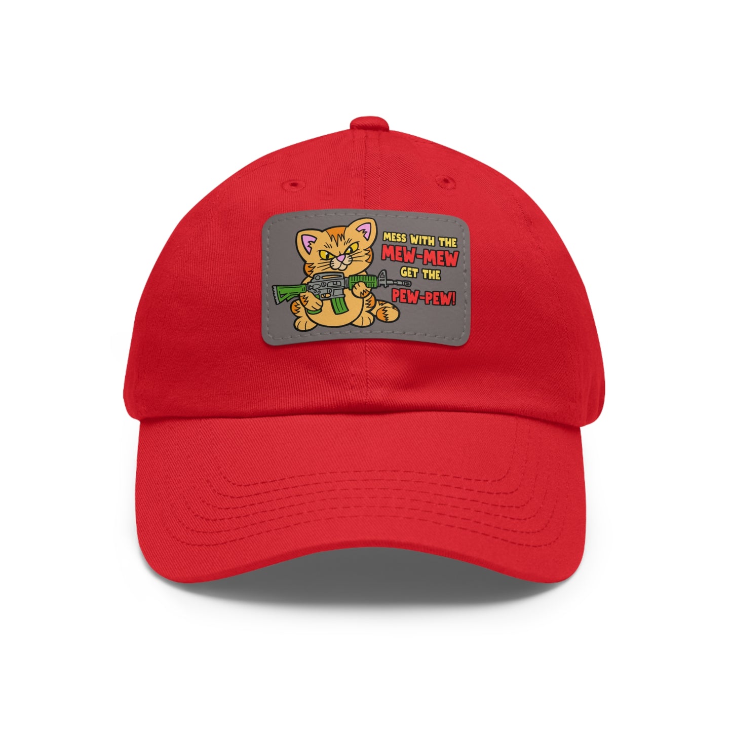 Mew-Mew/Pew-Pew! Dad Hat with Leather Patch (Rectangle)