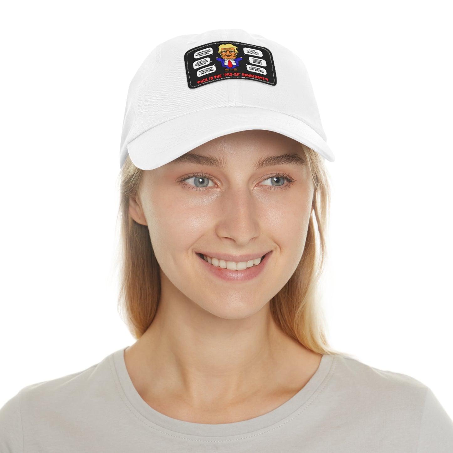 Trump on Guns! Dad Hat with Leather Patch (Rectangle)