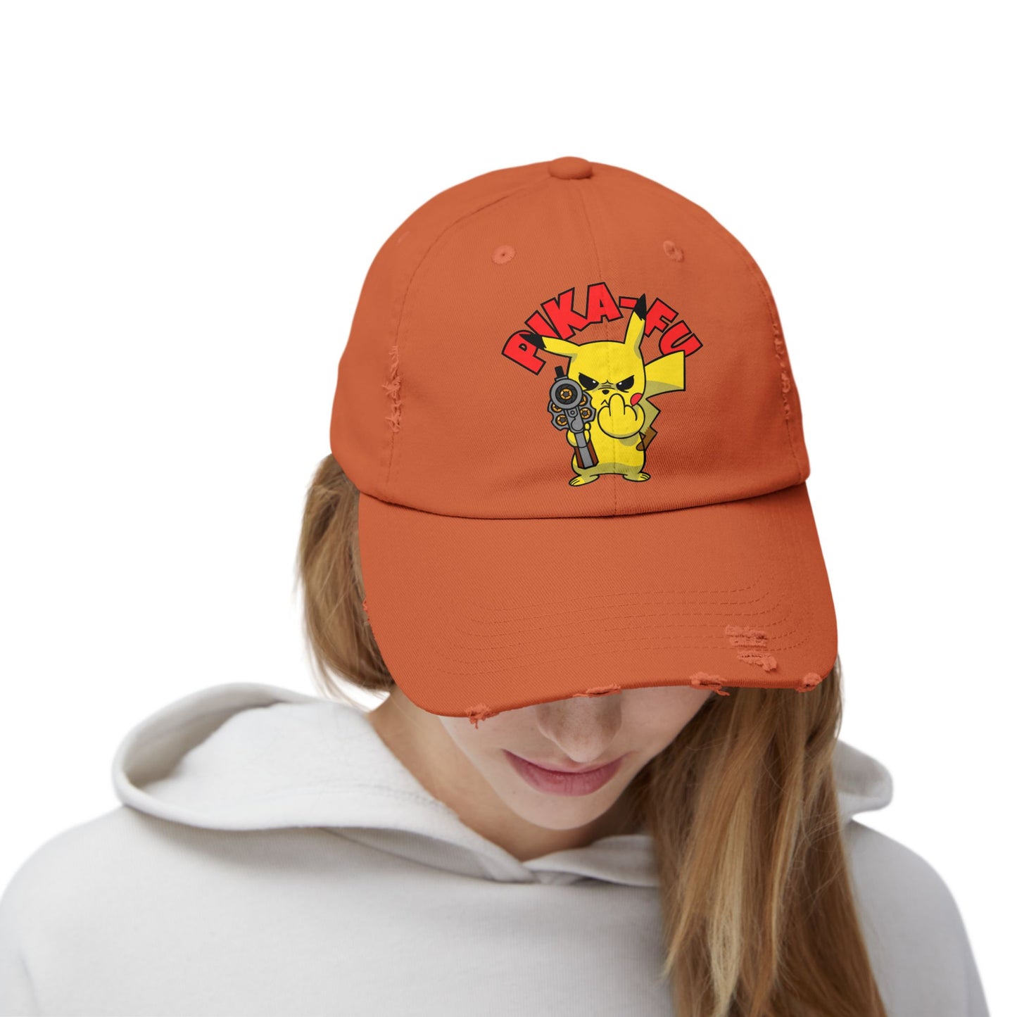 Pika-FU Unisex Distressed Cap