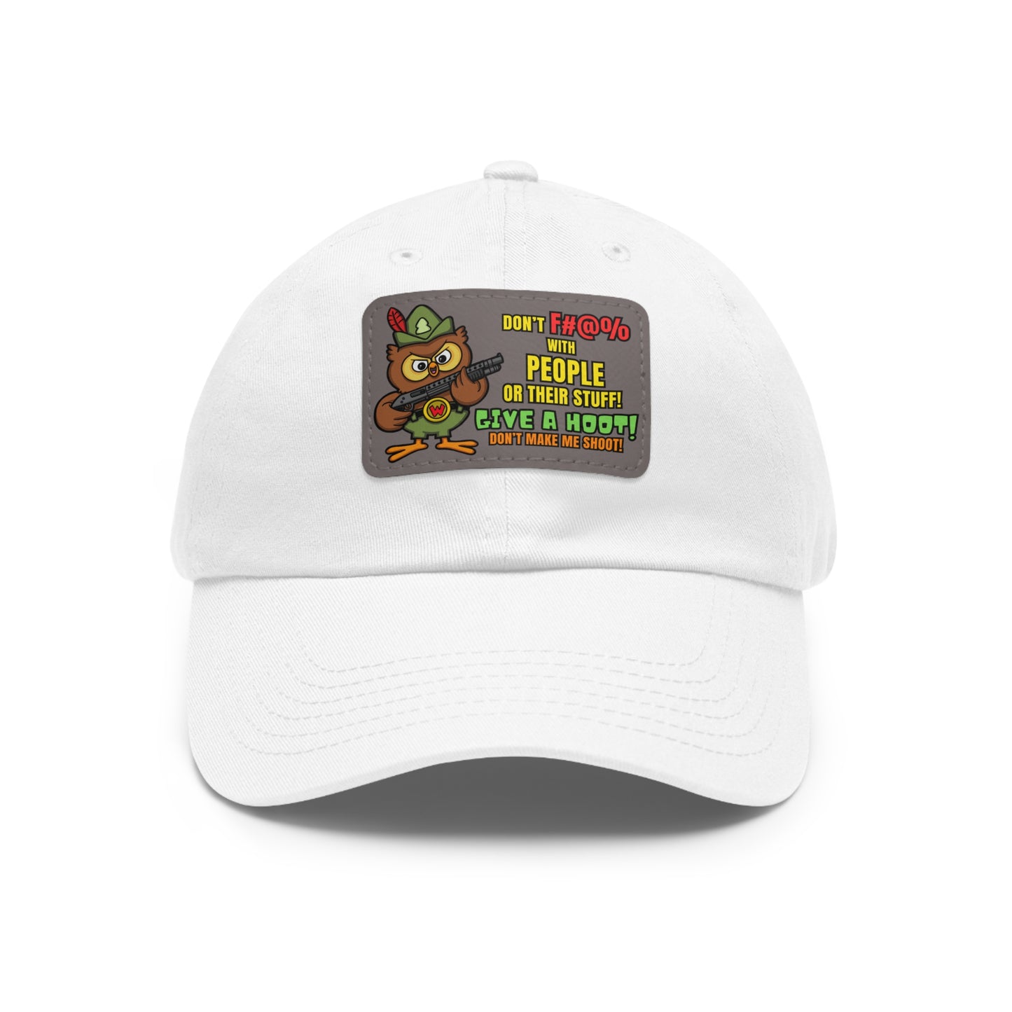 Give a Hoot! Dad Hat with Leather Patch (Rectangle)