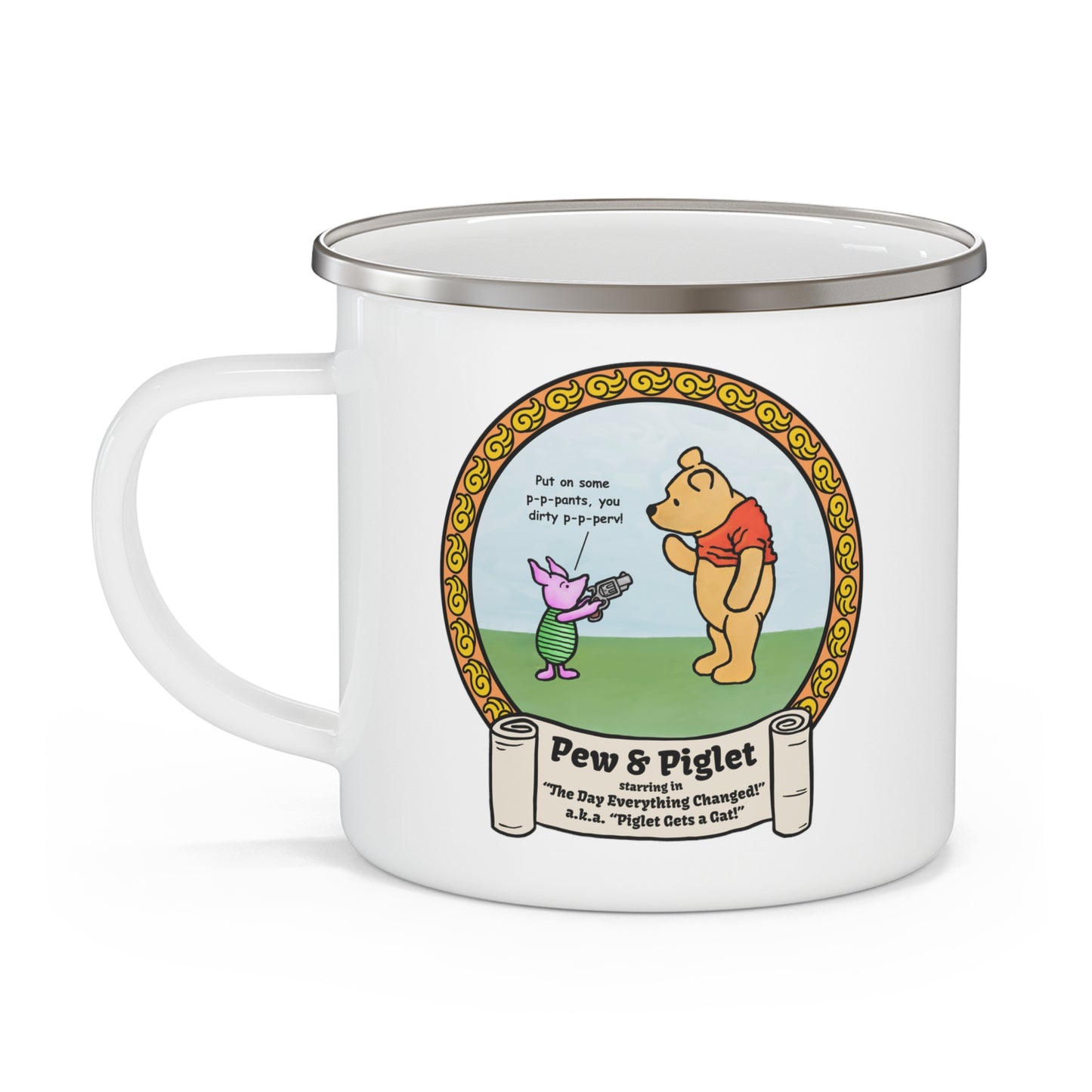 Piglet Gets a Gat! Enamel Camping Mug