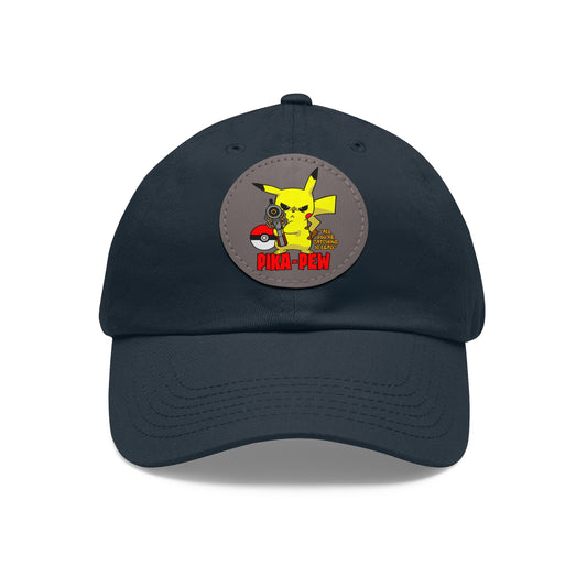 P-Pew Dad Hat with Leather Patch (Round)
