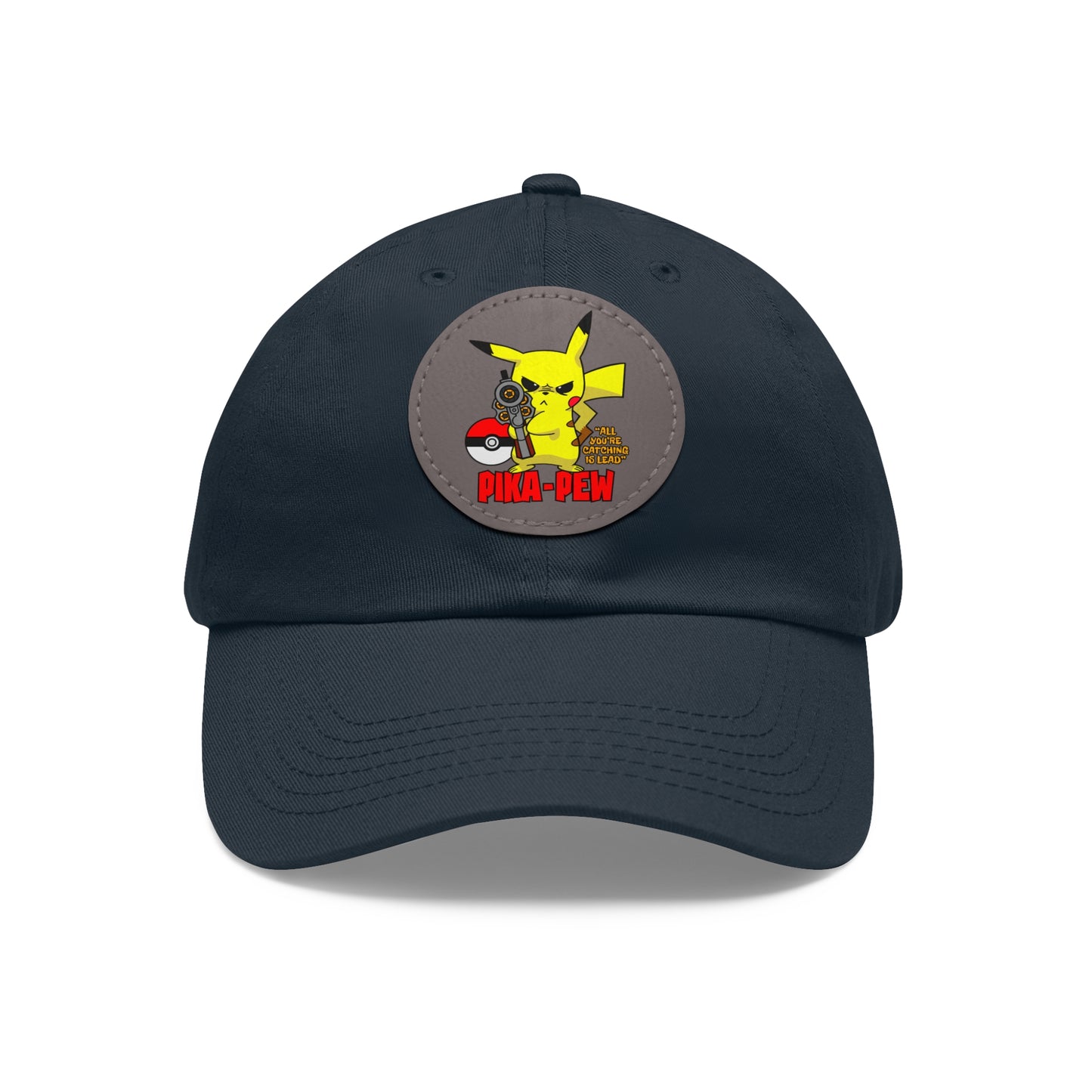 P-Pew Dad Hat with Leather Patch (Round)