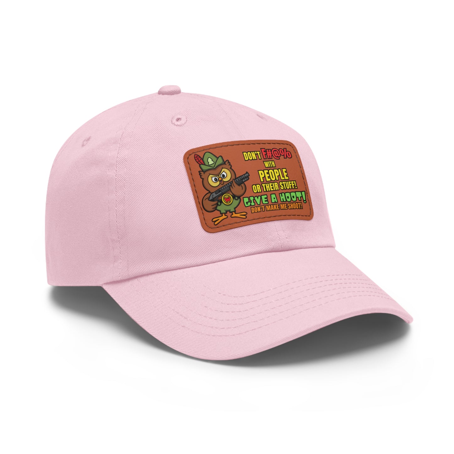 Give a Hoot! Dad Hat with Leather Patch (Rectangle)