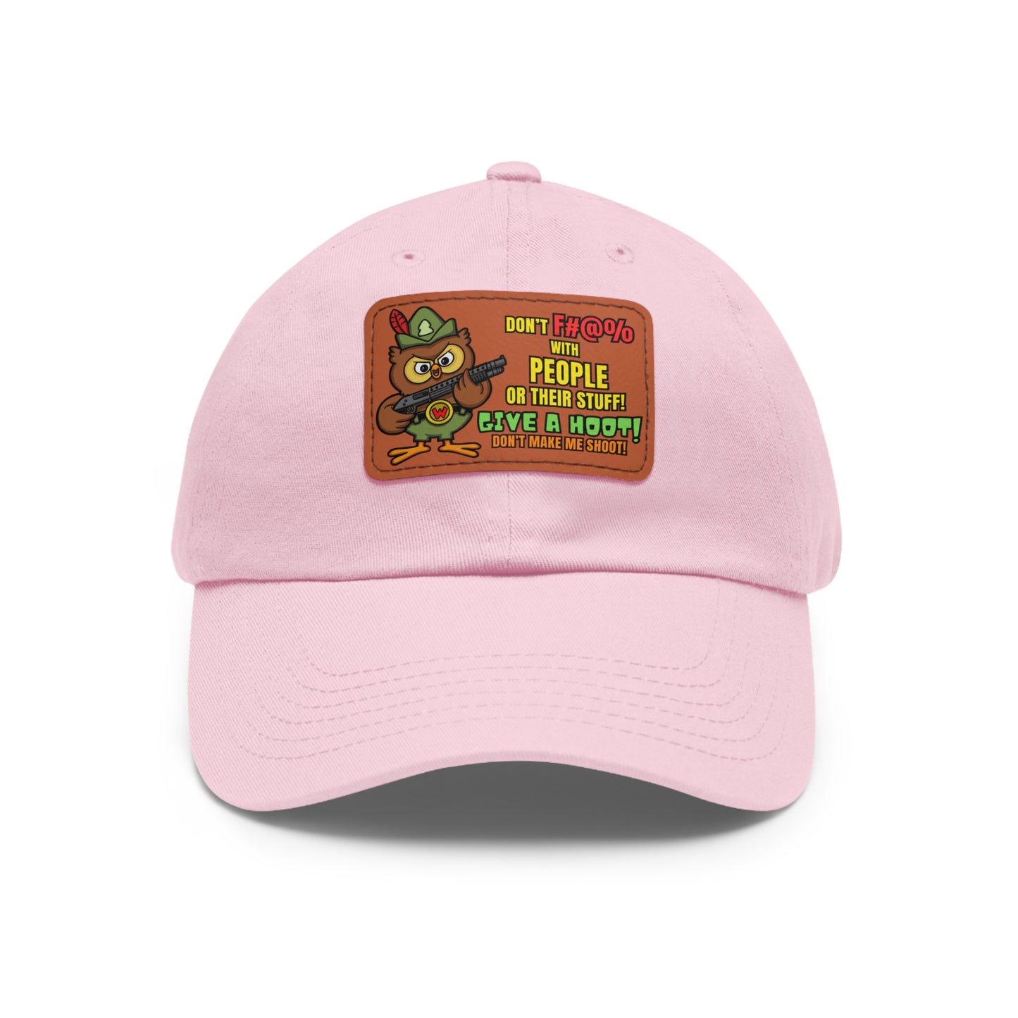 Give a Hoot! Dad Hat with Leather Patch (Rectangle)