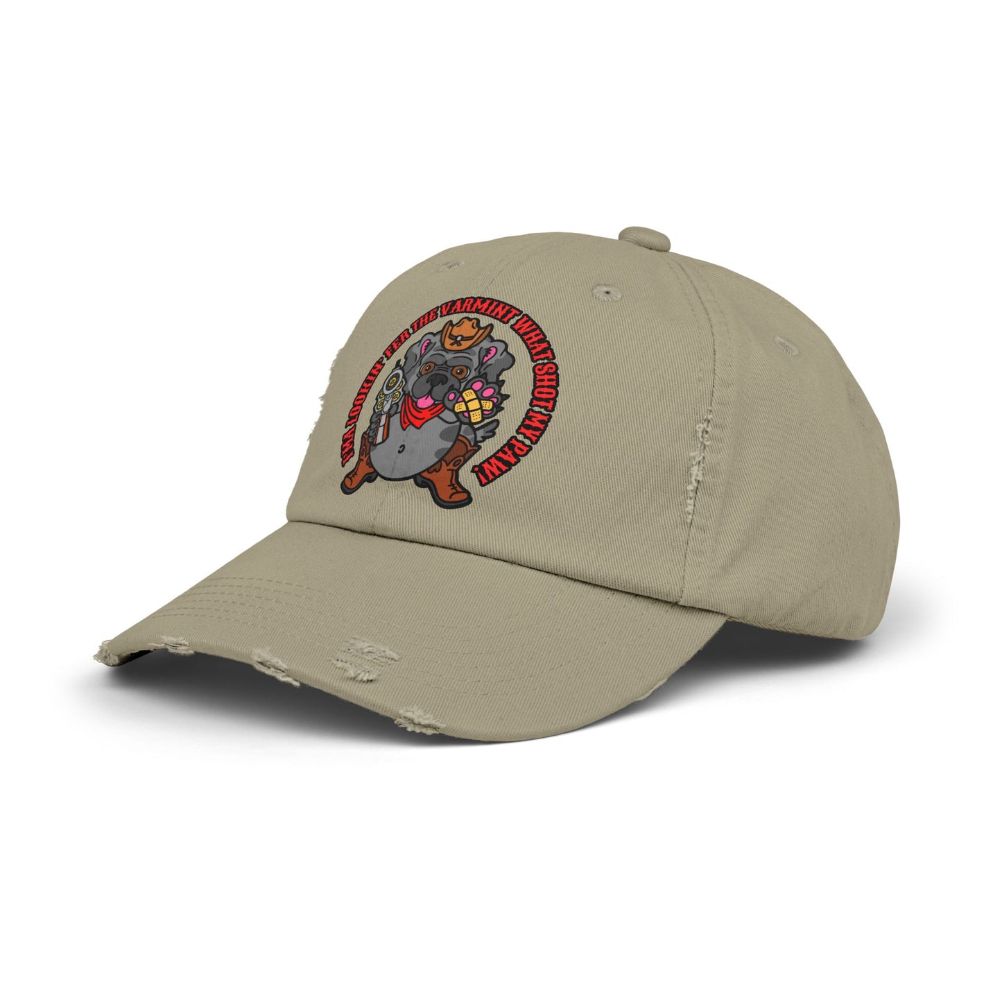 Funny Unisex Distressed Cap - Varmit What Shot my Paw!
