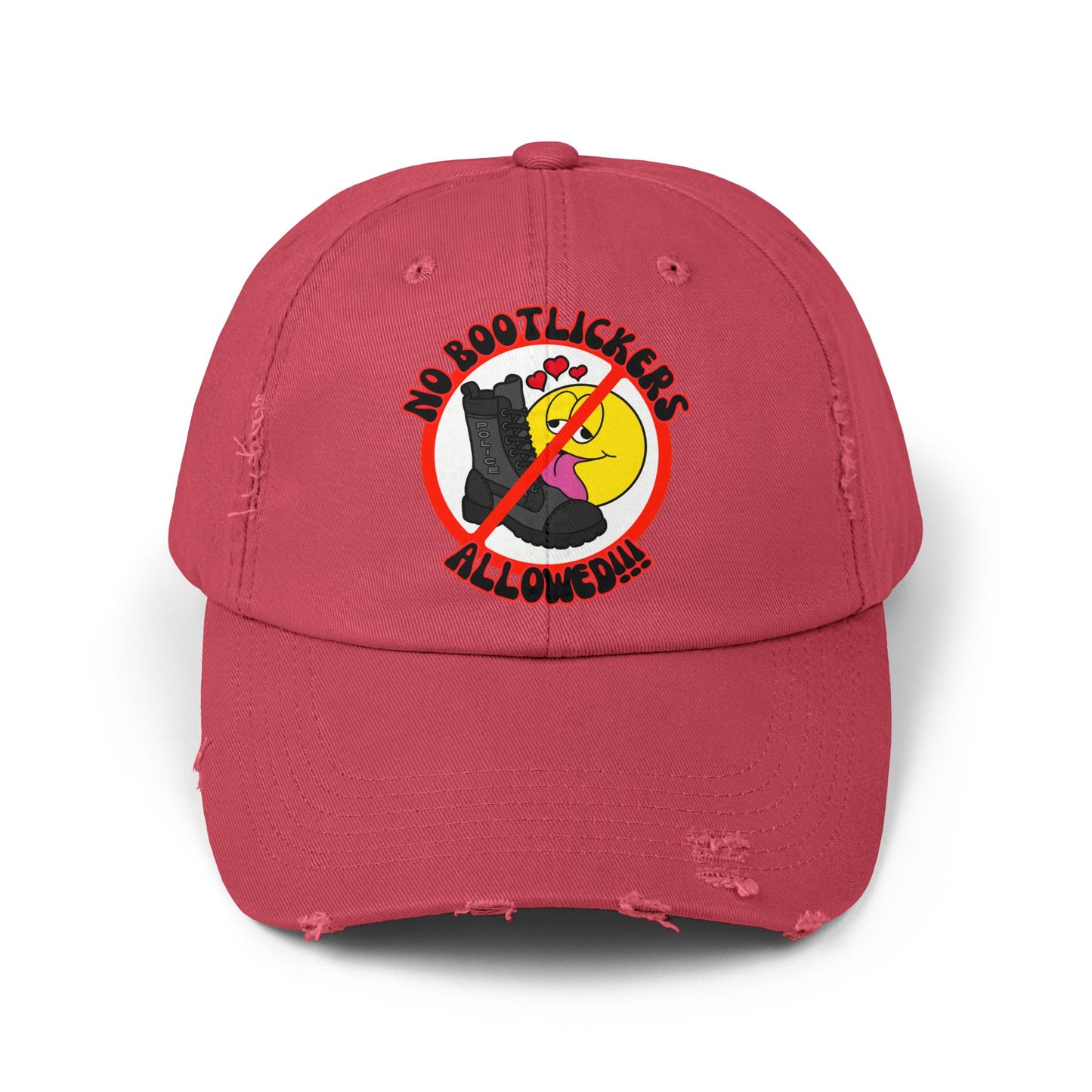 No Bootlickers Allowed! Unisex Distressed Cap