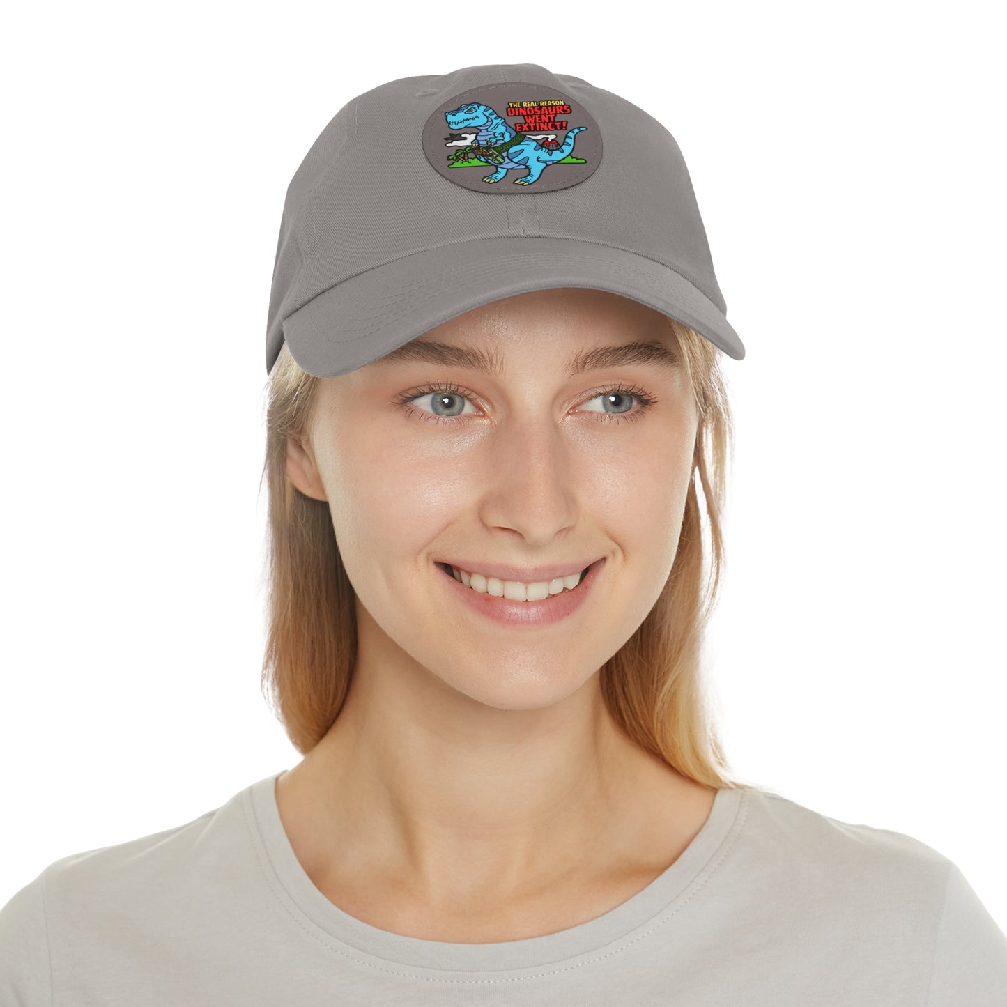 Why Dinosaurs Went Extinct! Dad Hat with Leather Patch (Round)
