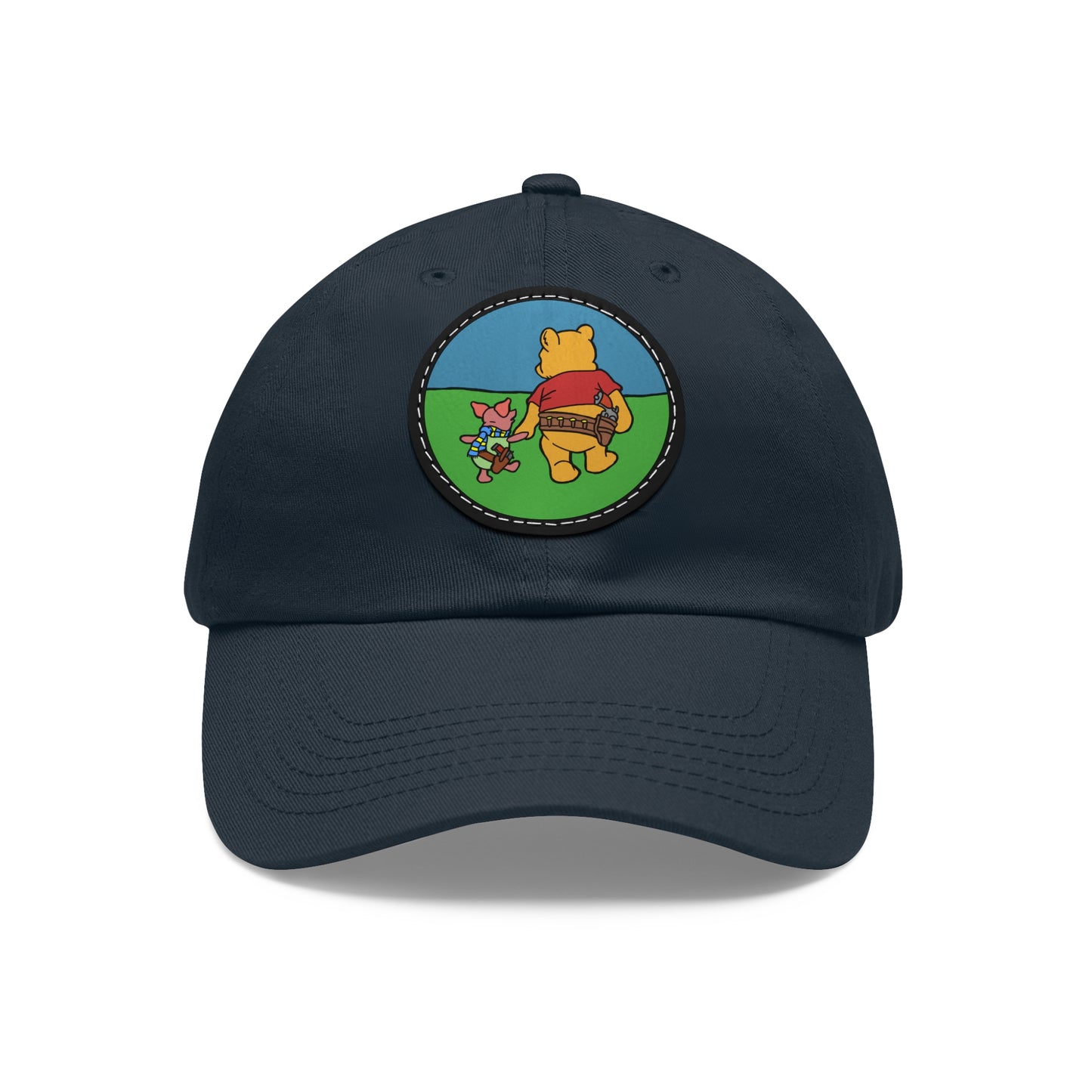 Pew & Piglet! Dad Hat with Leather Patch (Round)