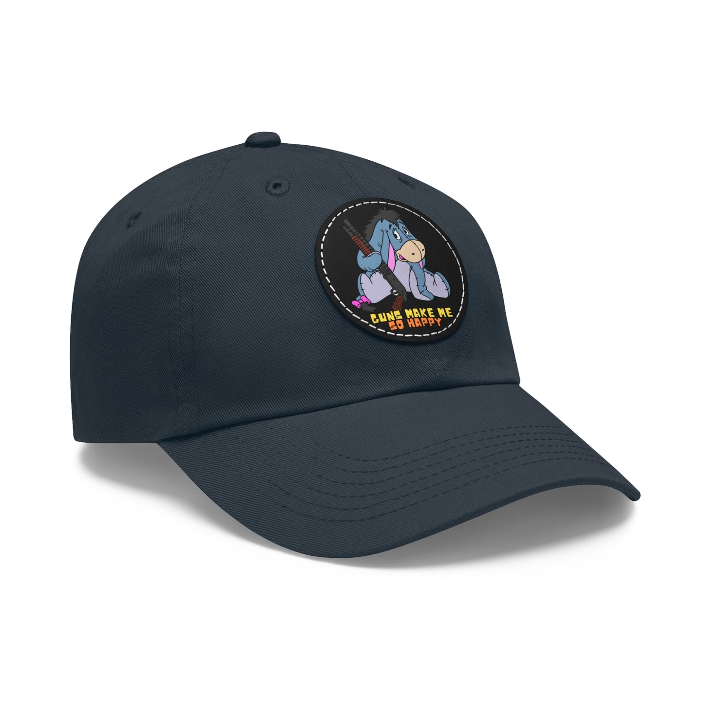 Happy Eeyore! Dad Hat with Leather Patch (Round)