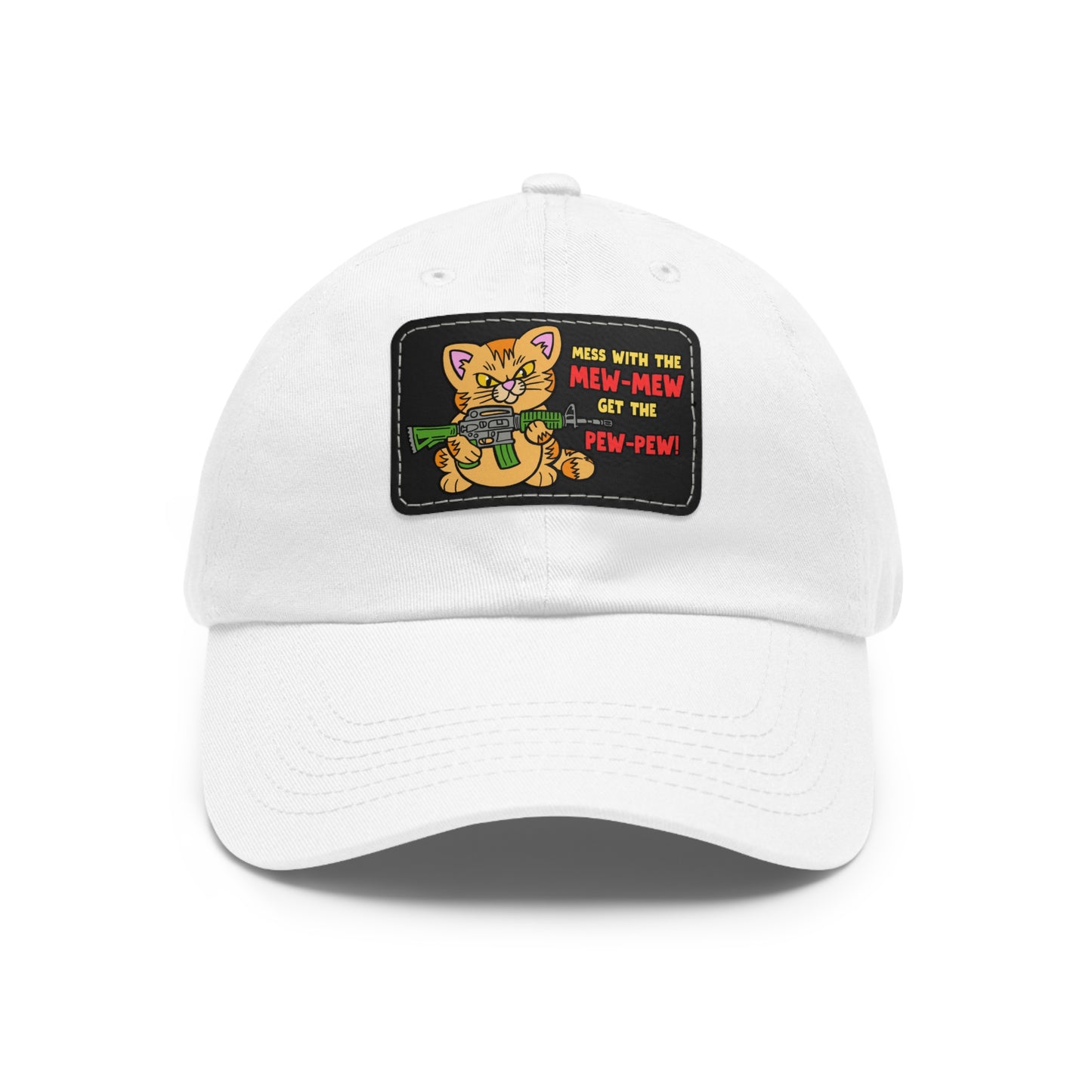 Mew-Mew/Pew-Pew! Dad Hat with Leather Patch (Rectangle)