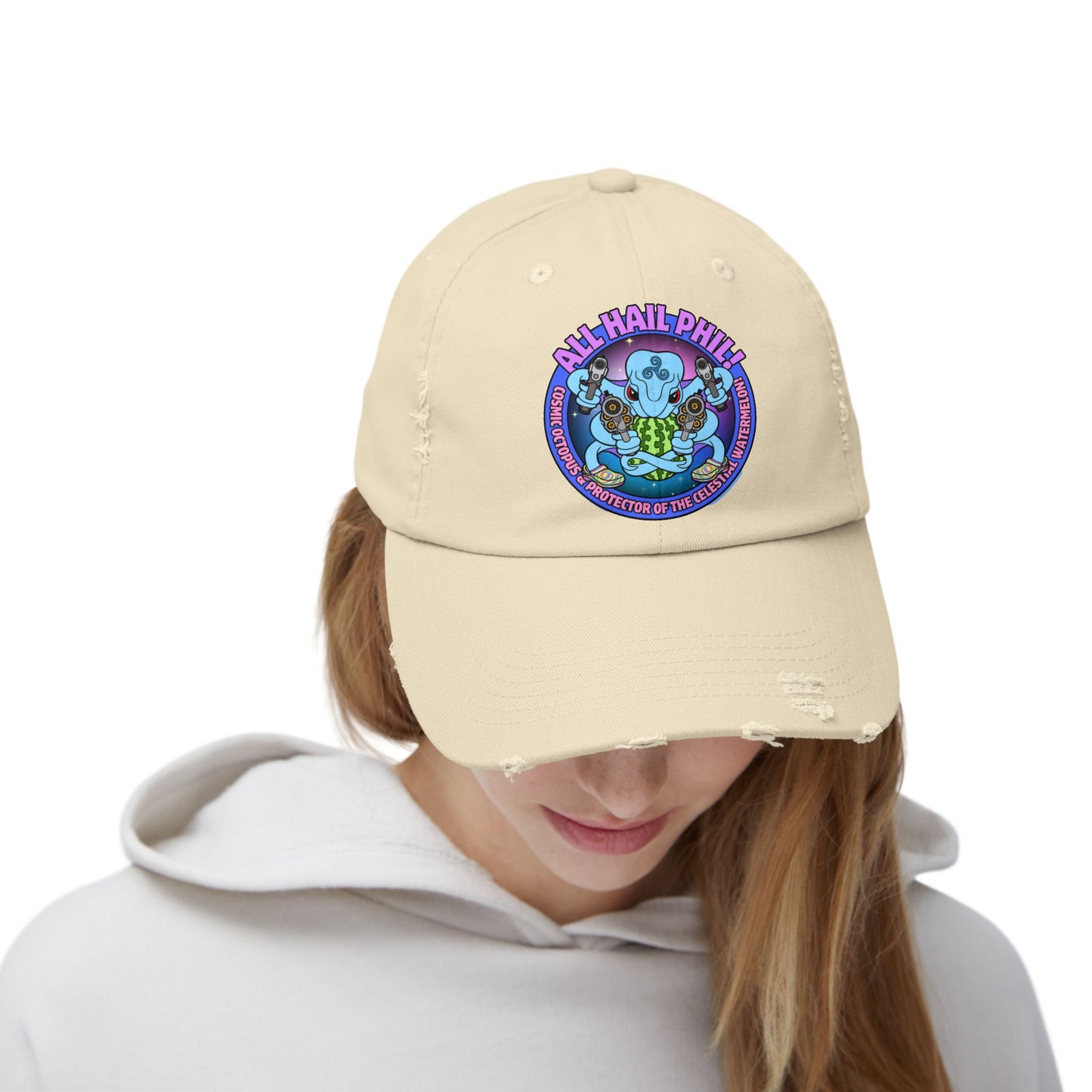 Cosmic Octopus! Unisex Distressed Cap