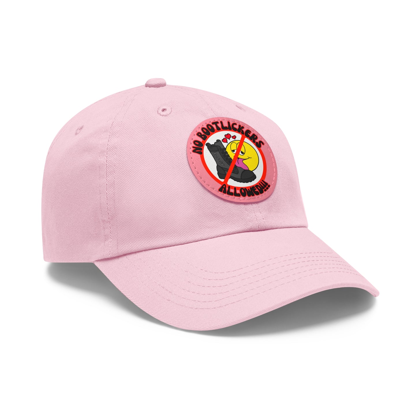 No Bootlickers Allowed! Dad Hat with Leather Patch (Round)