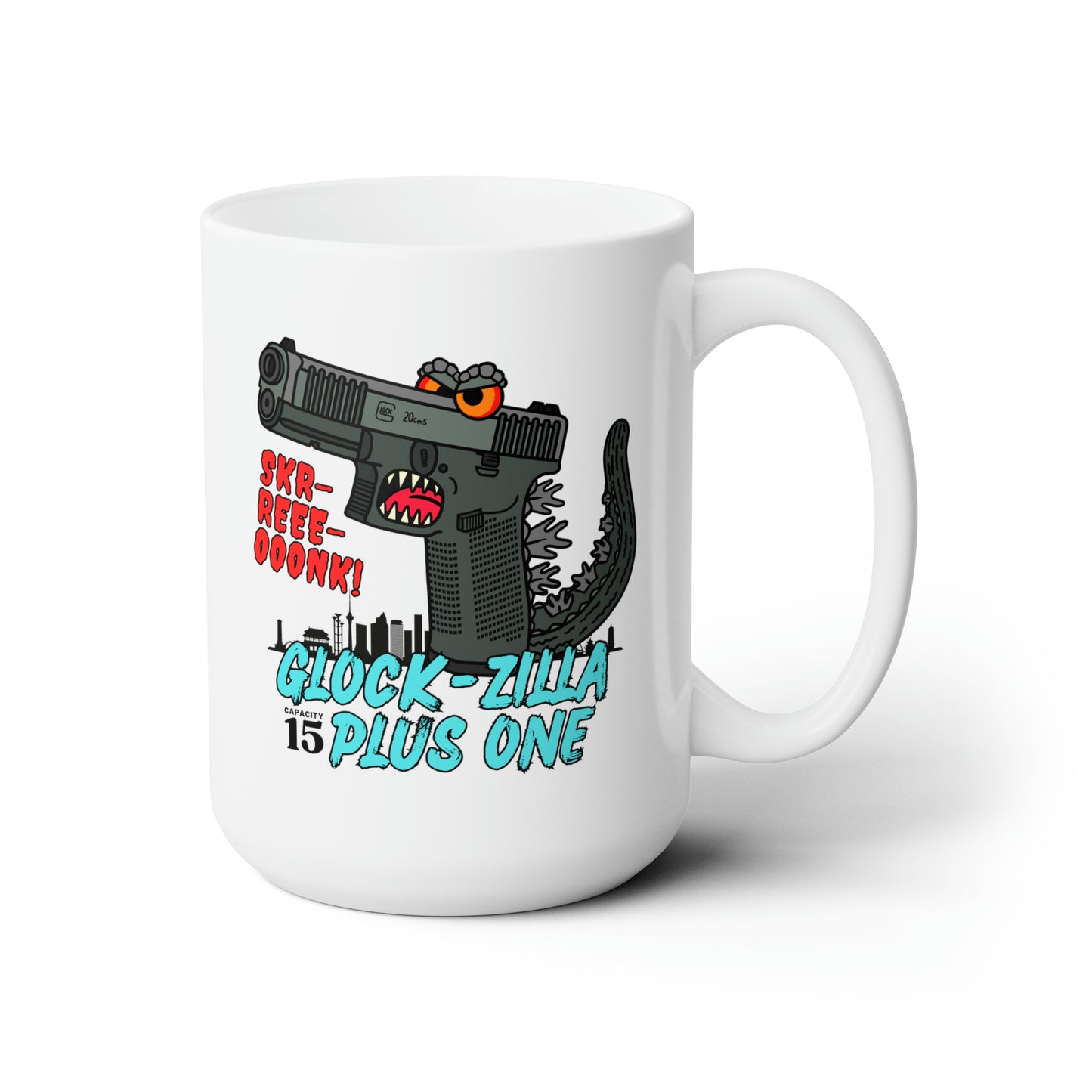 Glock-zilla (Cap15) Plus One! Ceramic Mug 15oz