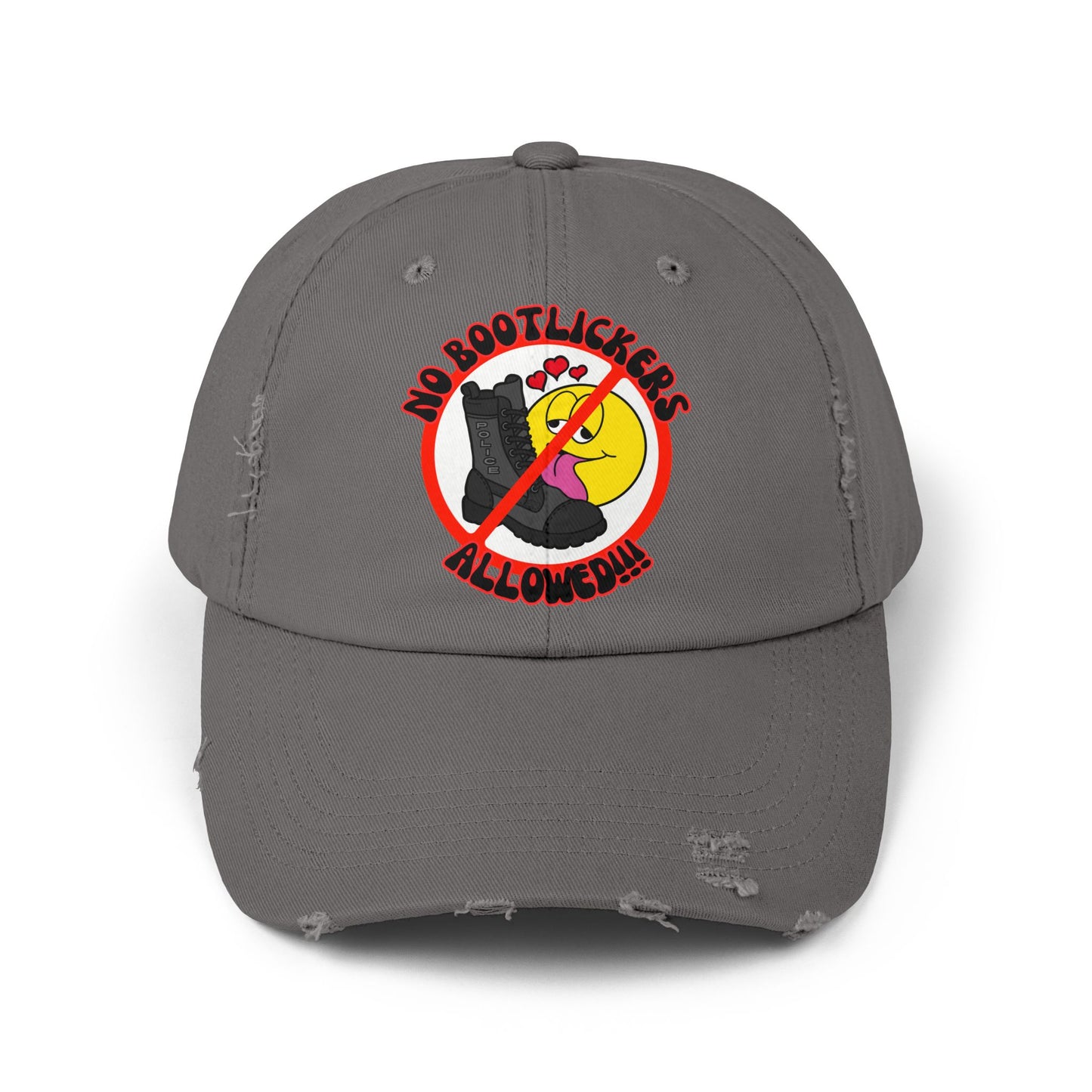 No Bootlickers Allowed! Unisex Distressed Cap