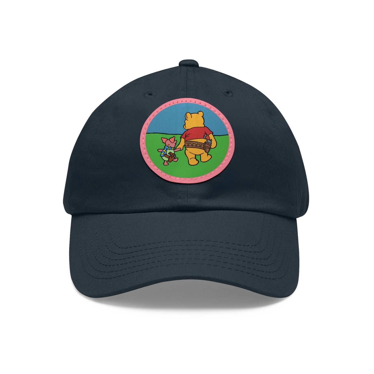Pew & Piglet! Dad Hat with Leather Patch (Round)