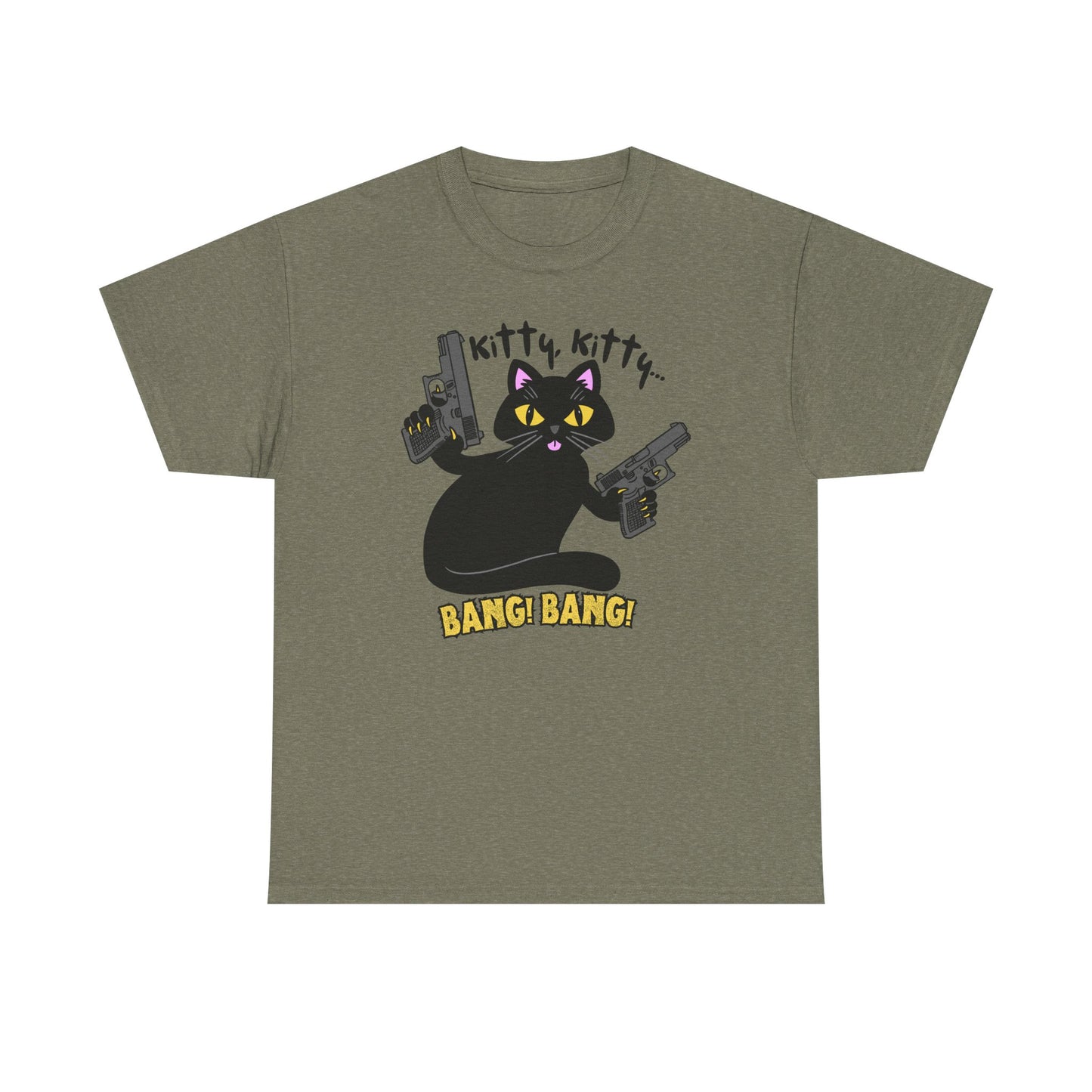 Funny Kitty Gun  - Kitty, Kitty BANG BANG! Unisex Heavy Cotton Tee