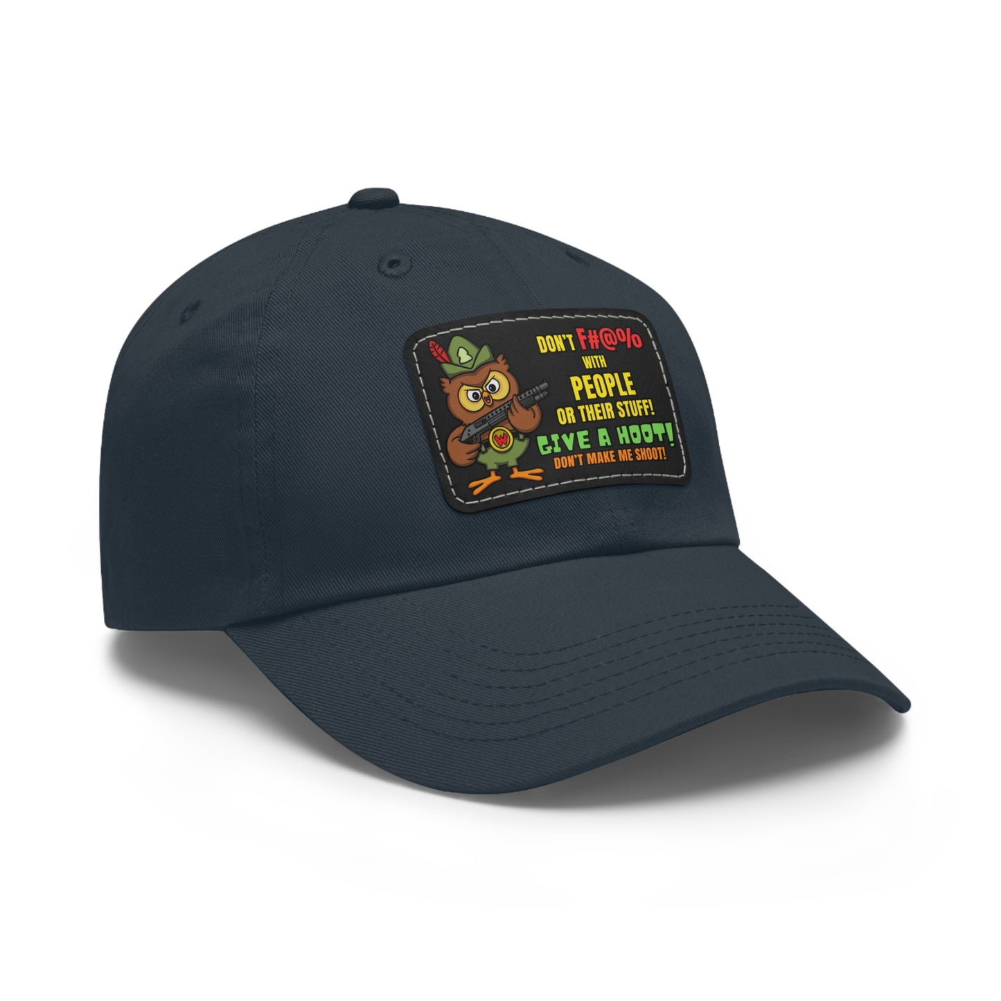 Give a Hoot! Dad Hat with Leather Patch (Rectangle)