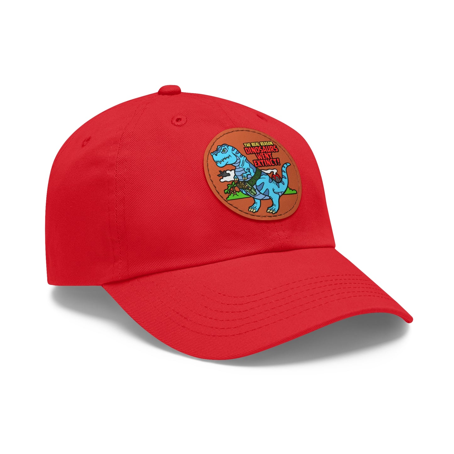 Why Dinosaurs Went Extinct! Dad Hat with Leather Patch (Round)
