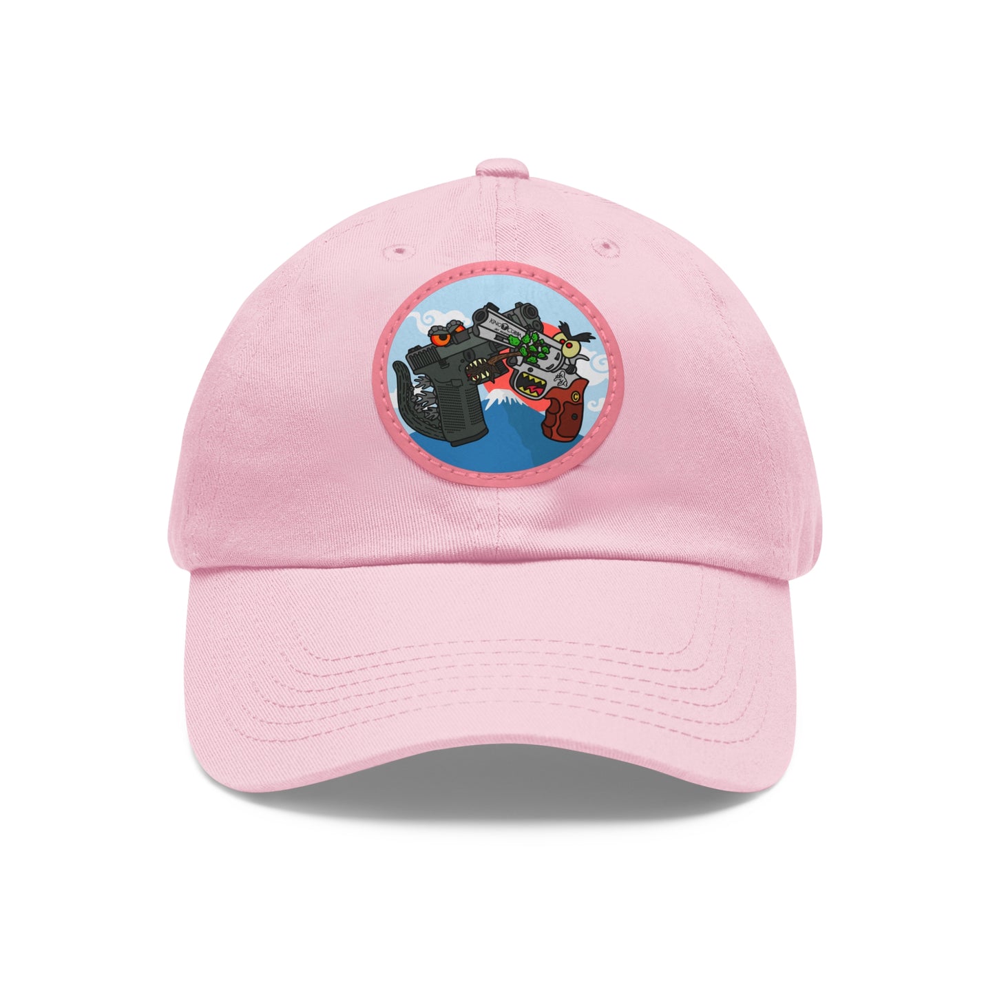 Glockzilla vs. King Cobra! Dad Hat with Leather Patch (Round)