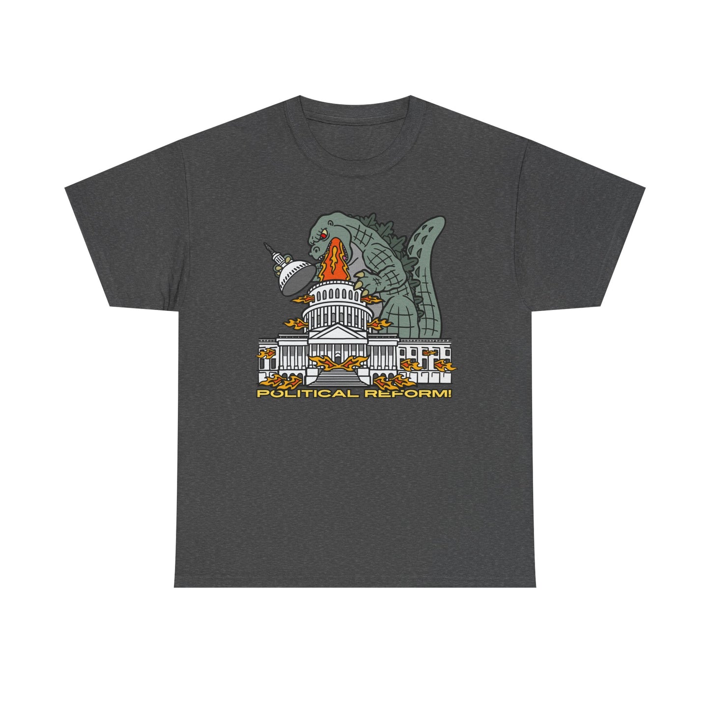 Humorous Godzilla - Political Reform! Unisex Heavy Cotton Tee