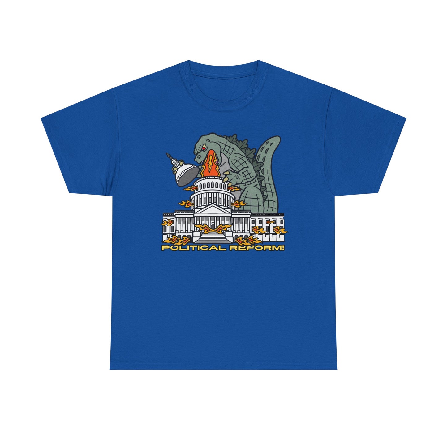 Humorous Godzilla - Political Reform! Unisex Heavy Cotton Tee