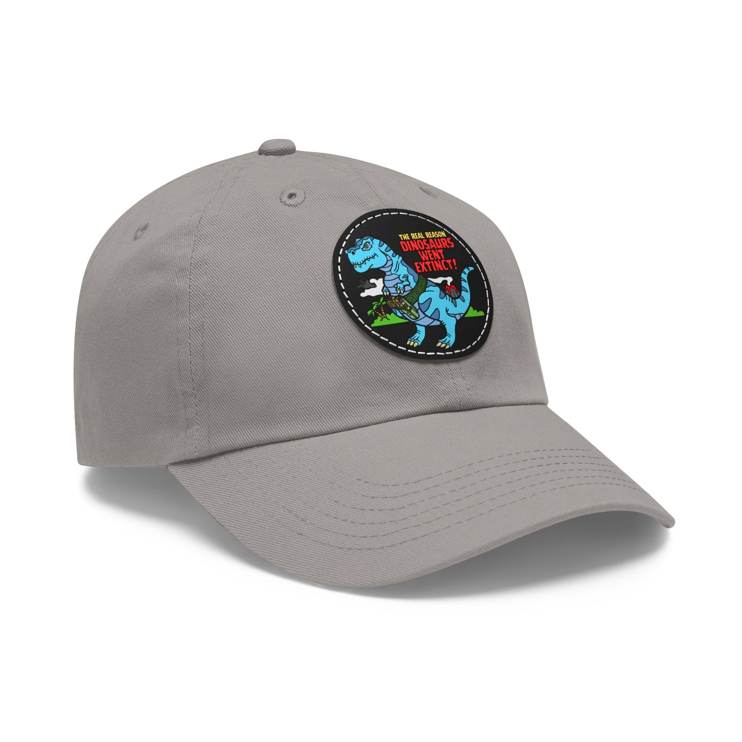 Why Dinosaurs Went Extinct! Dad Hat with Leather Patch (Round)