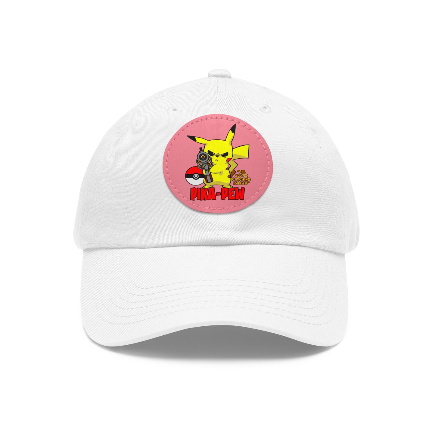 P-Pew Dad Hat with Leather Patch (Round)