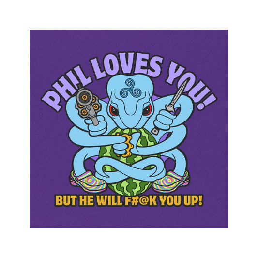Funny Car Magnet - 'Phil Loves You!' with Whimsical Octopus Design