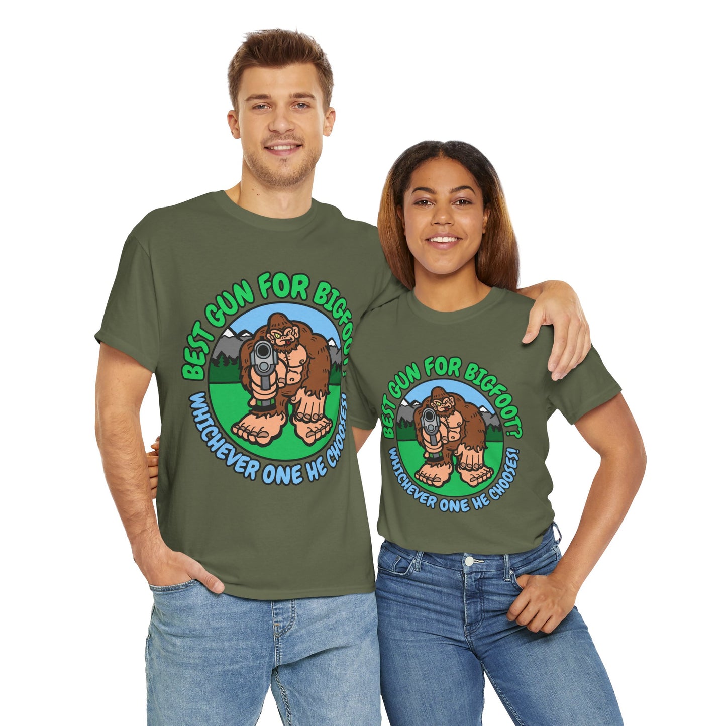Best Gun for Bigfoot! Unisex Heavy Cotton Tee